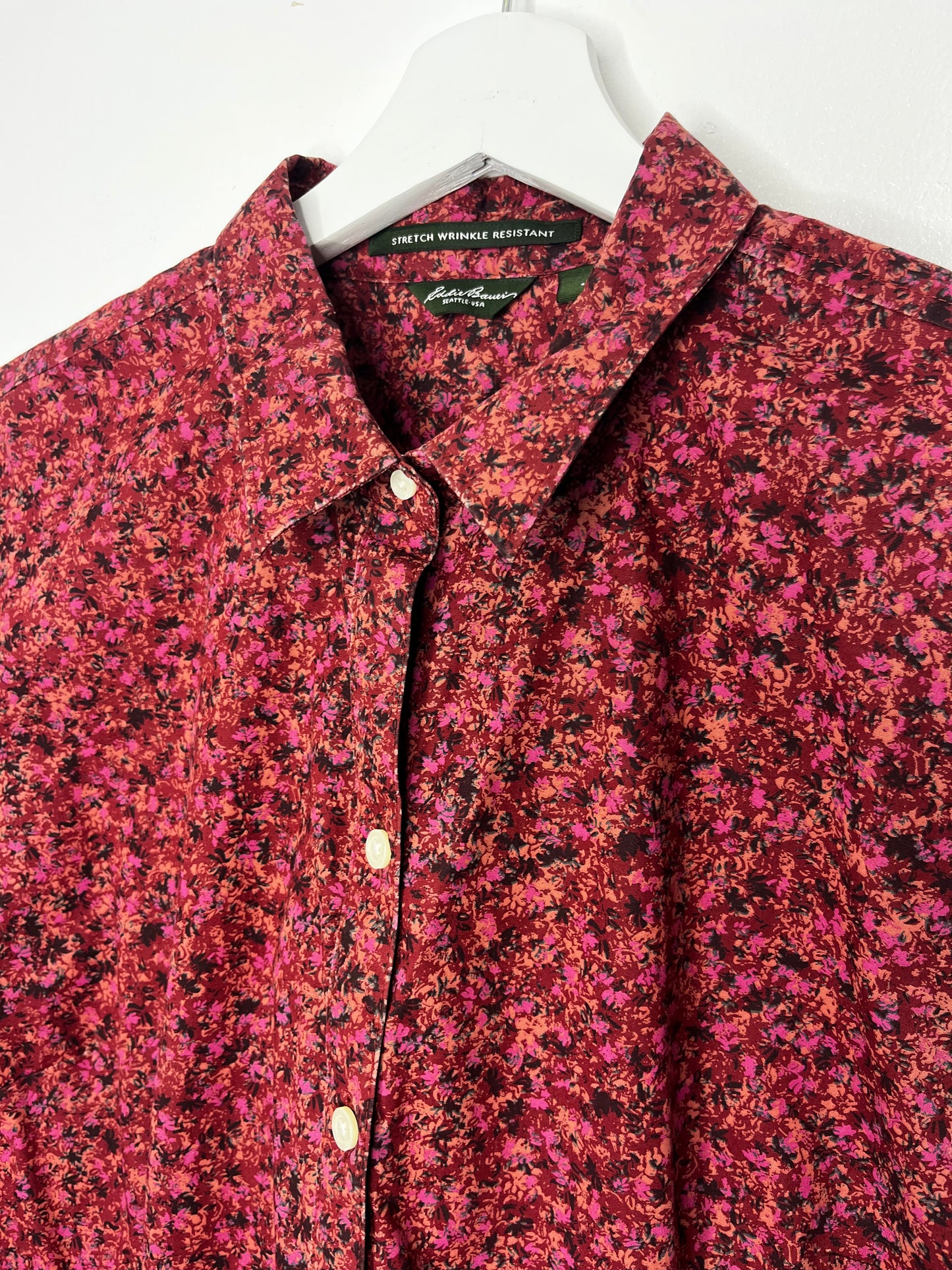 70s Style Deep Pink Floral Shirt