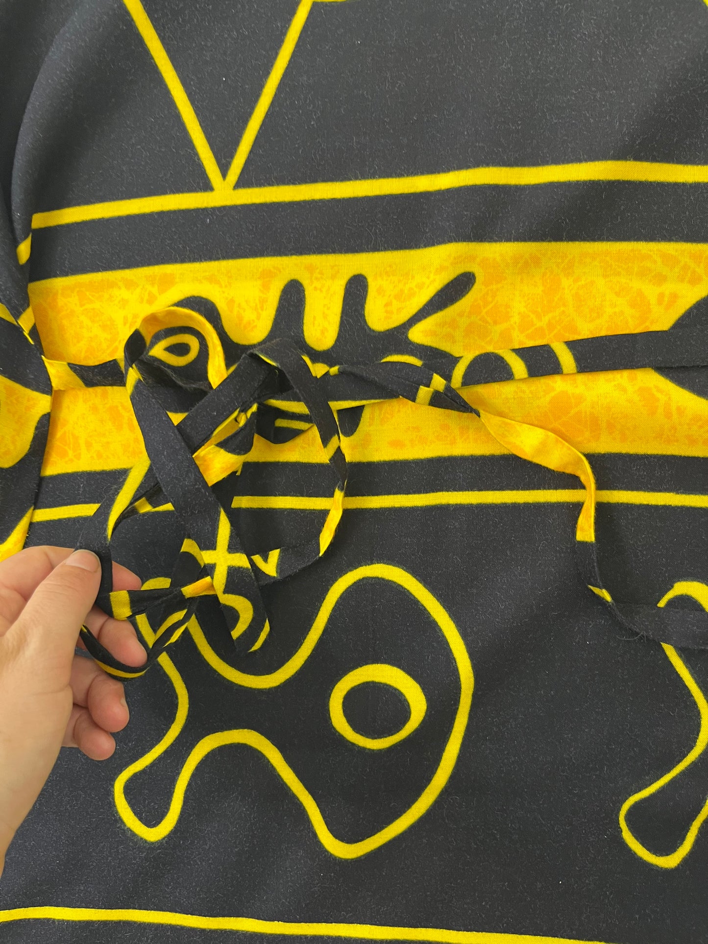 Vintage Festival Tie Back Yellow Fish Dress