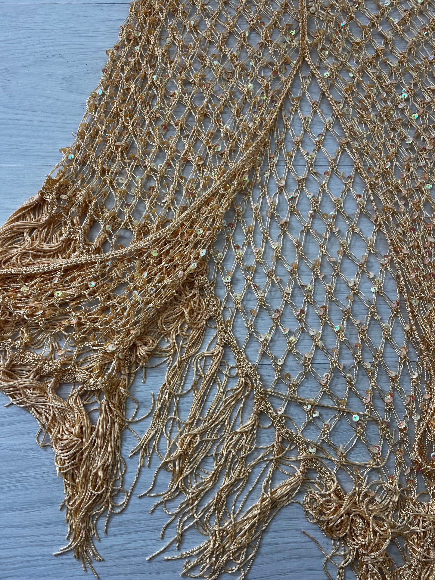 Gold Sequin Tassel Vintage Poncho