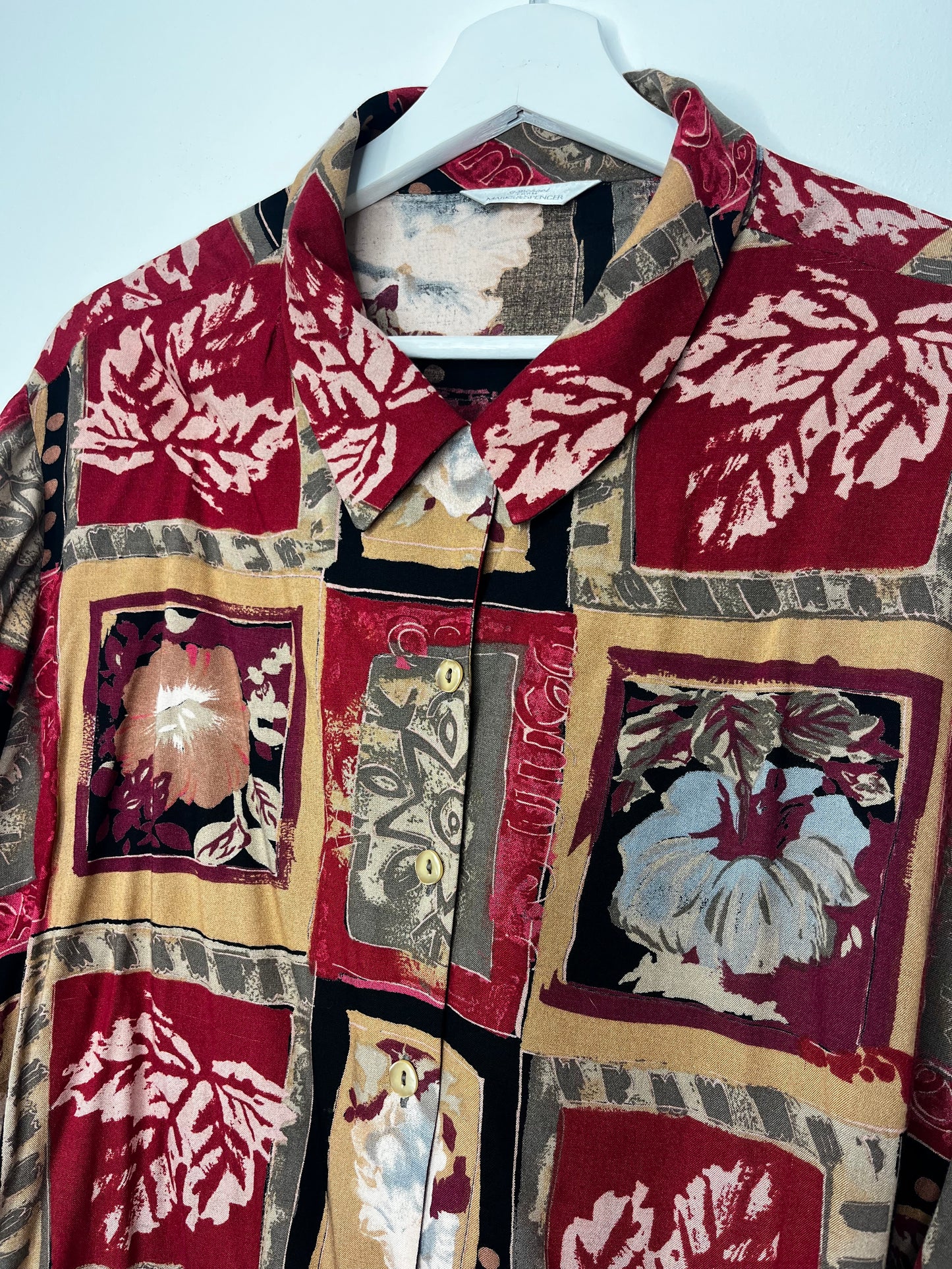Long Sleeve Oversized Leaf Detail Shirt
