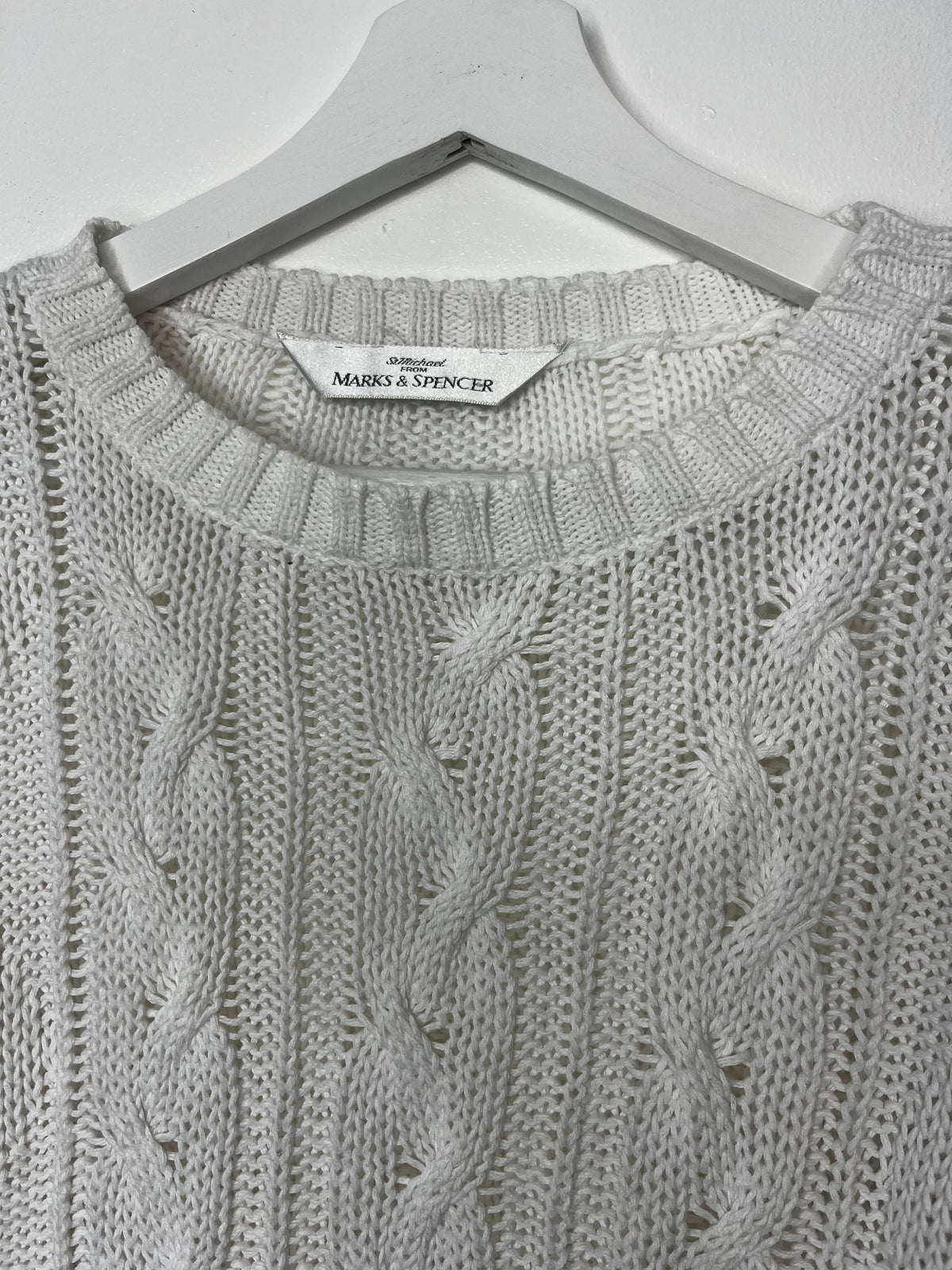 White Vintage Cotton Blend Light Jumper