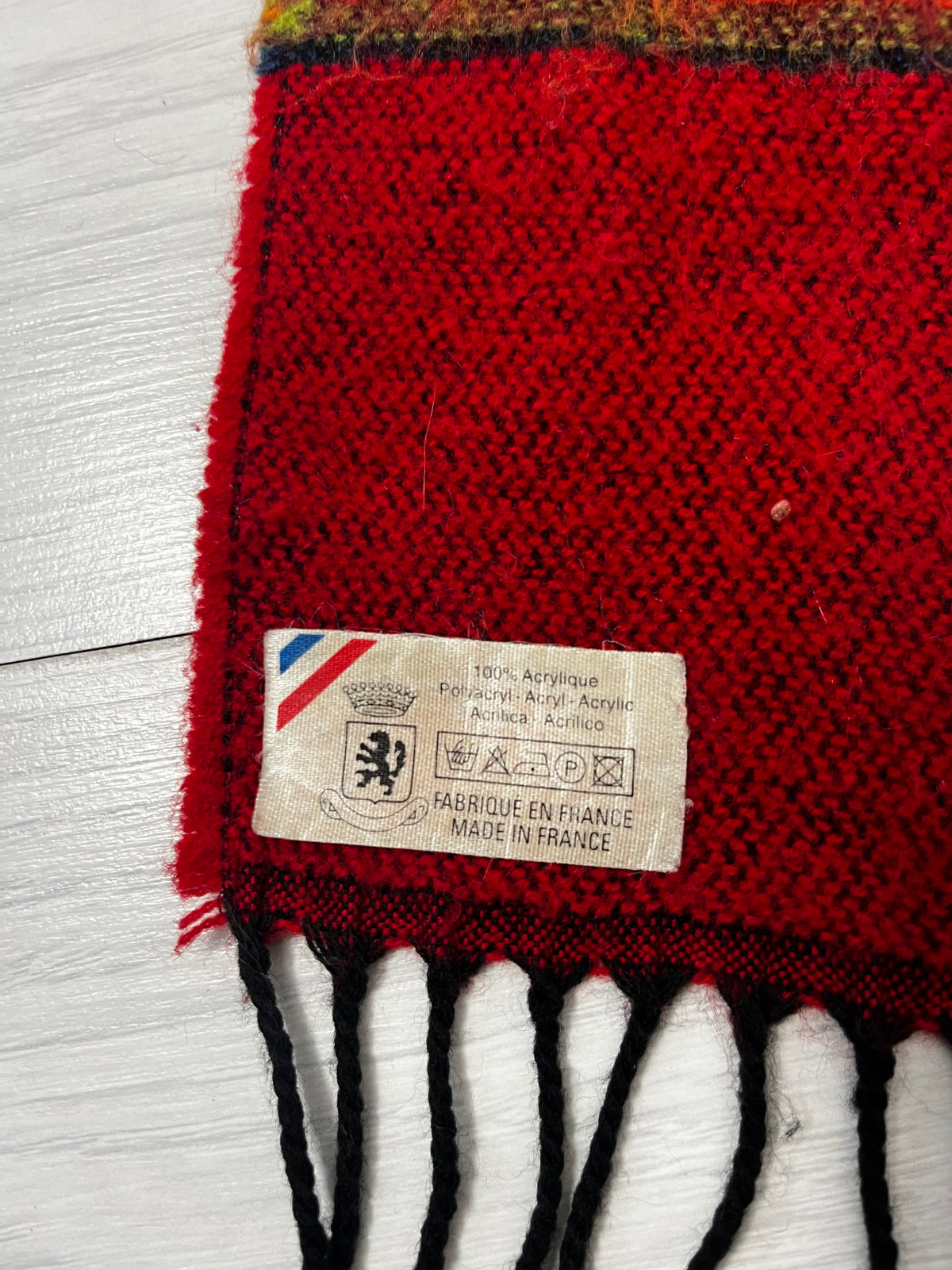 French Vintage Deep Red Patterned Scarf