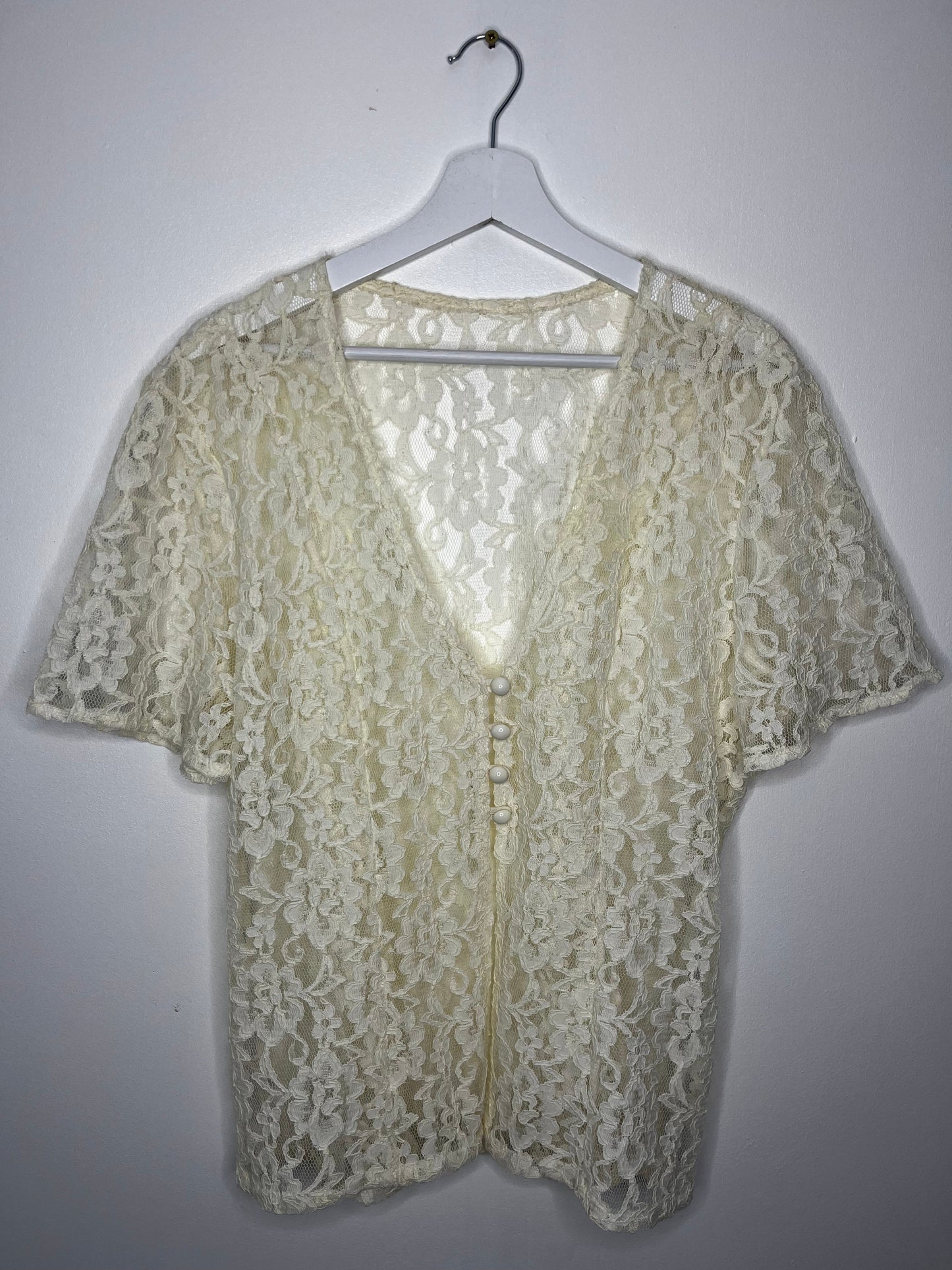 Lace blouse purple skirt