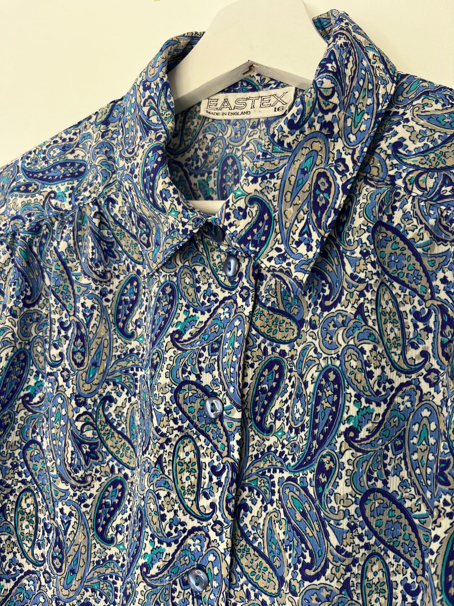 1990s Blue Paisley Long Sleeve Vintage Shirt