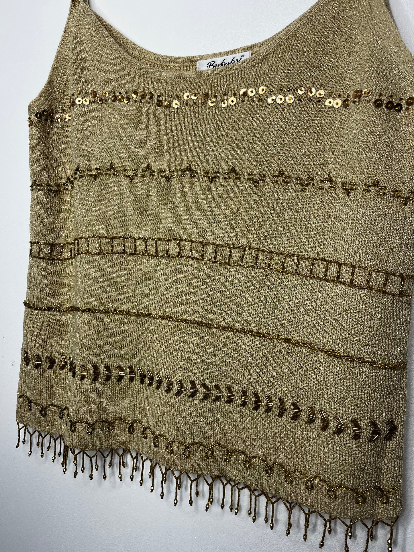 Gold Beaded Vintage Cami Strap Top