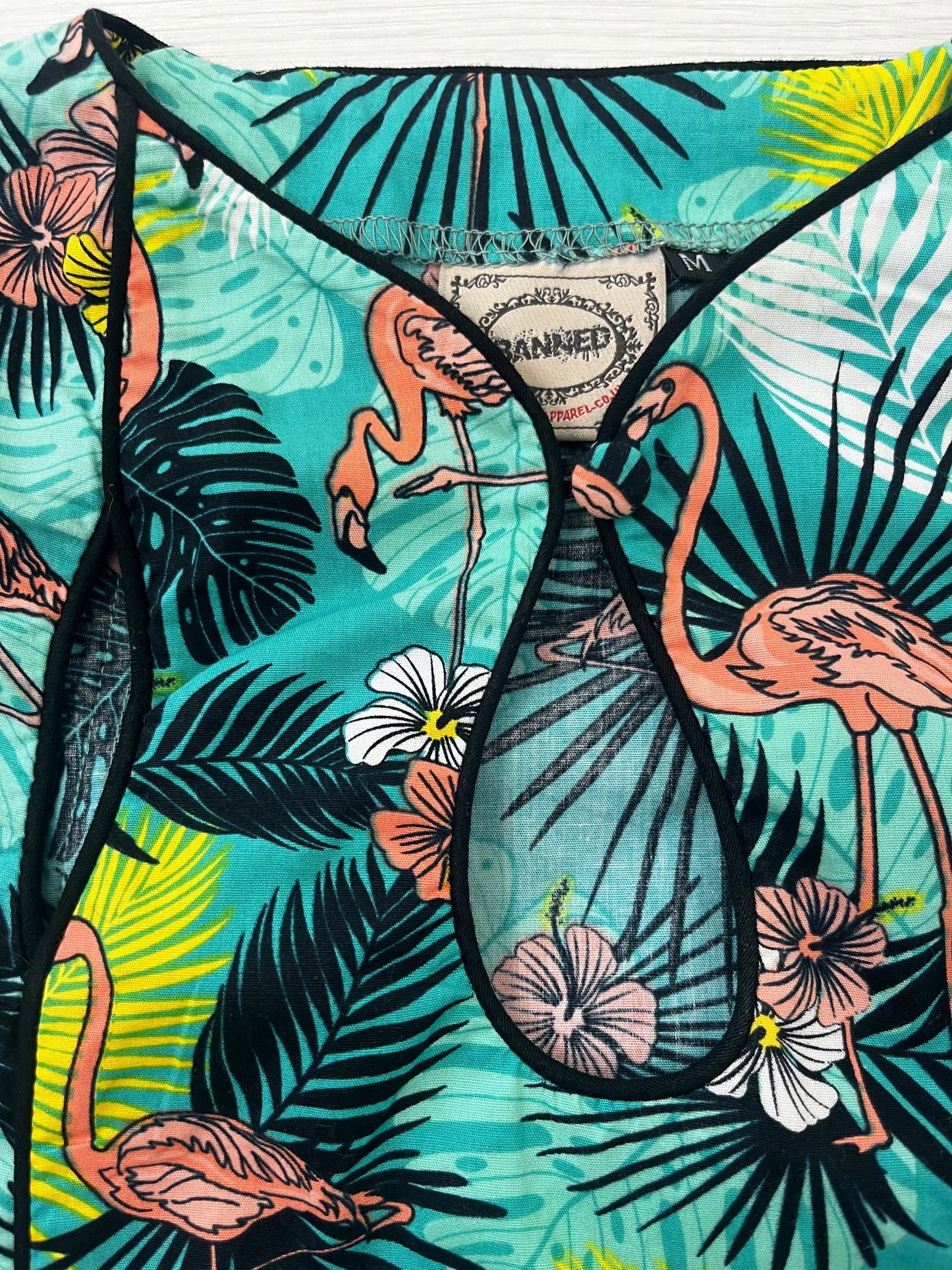 Vintage Flamingo Key Hole Effect Top Blouse