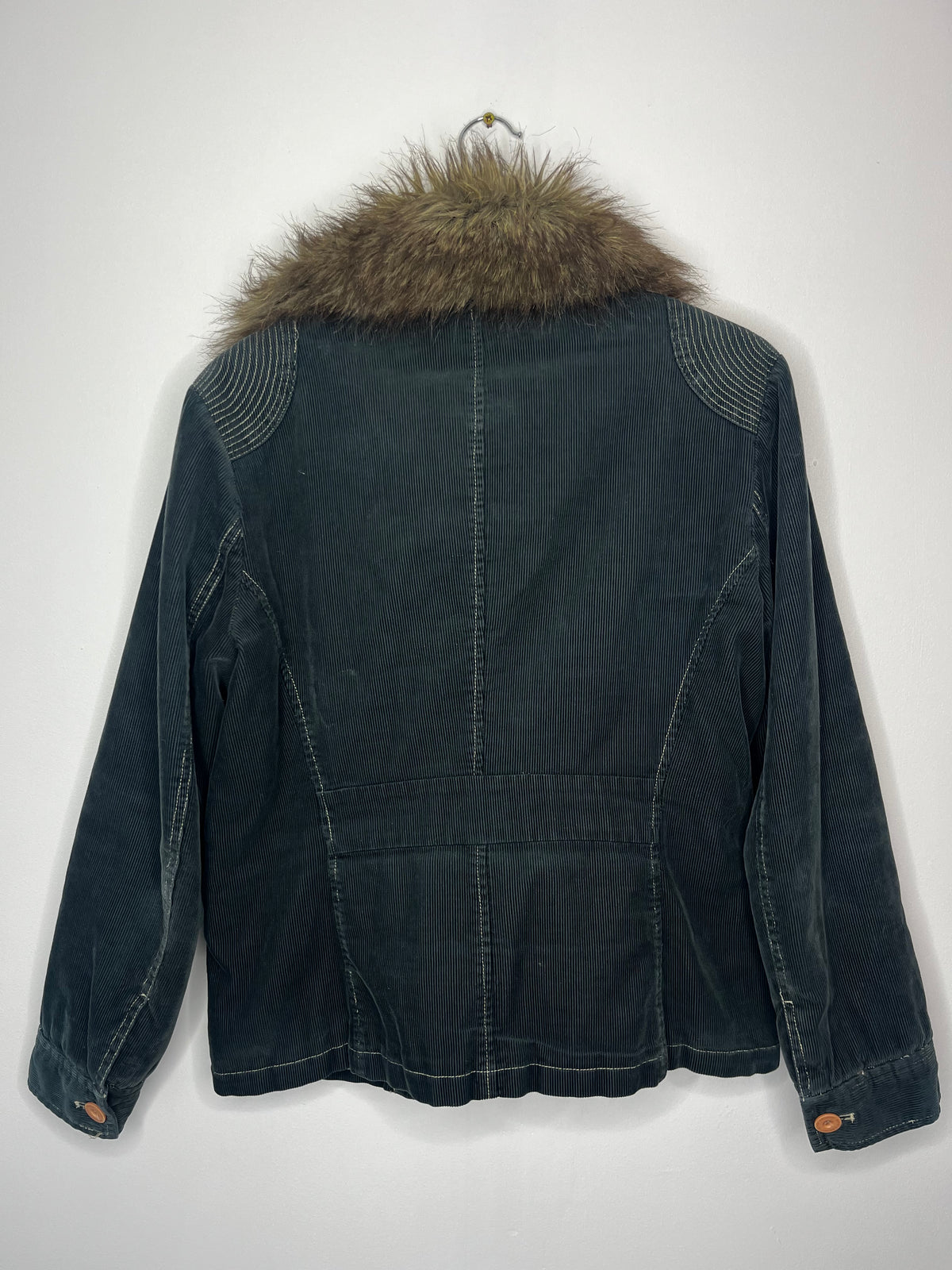 Jasper Conran Y2K Faux Fur Collar Cord Jacket Coat