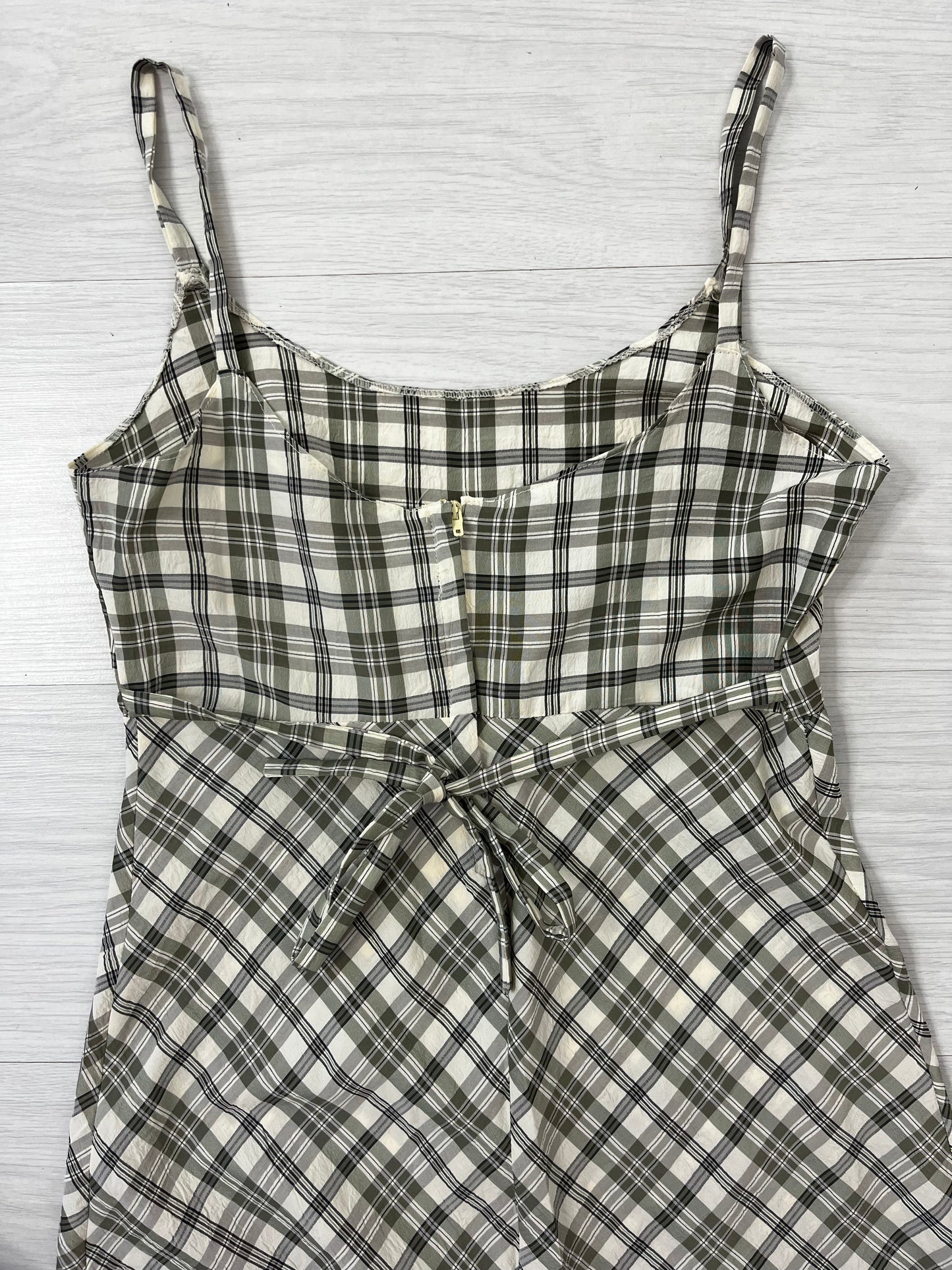 Green Checked Strappy Y2k Dress