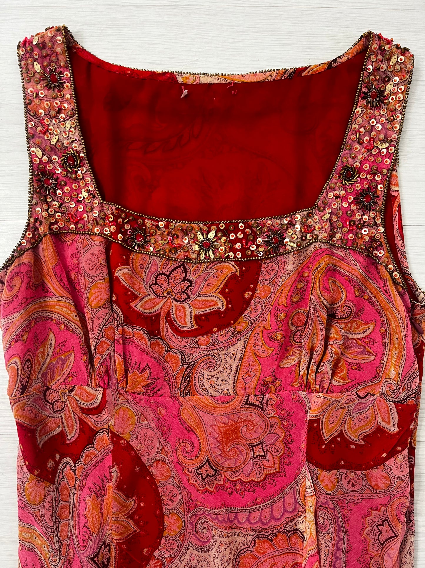 Long Vintage Paisley Silk Y2k Dress