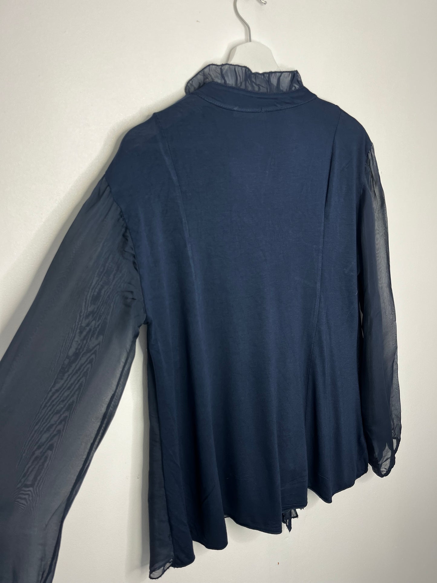 Navy Vintage Ruffle Blouse