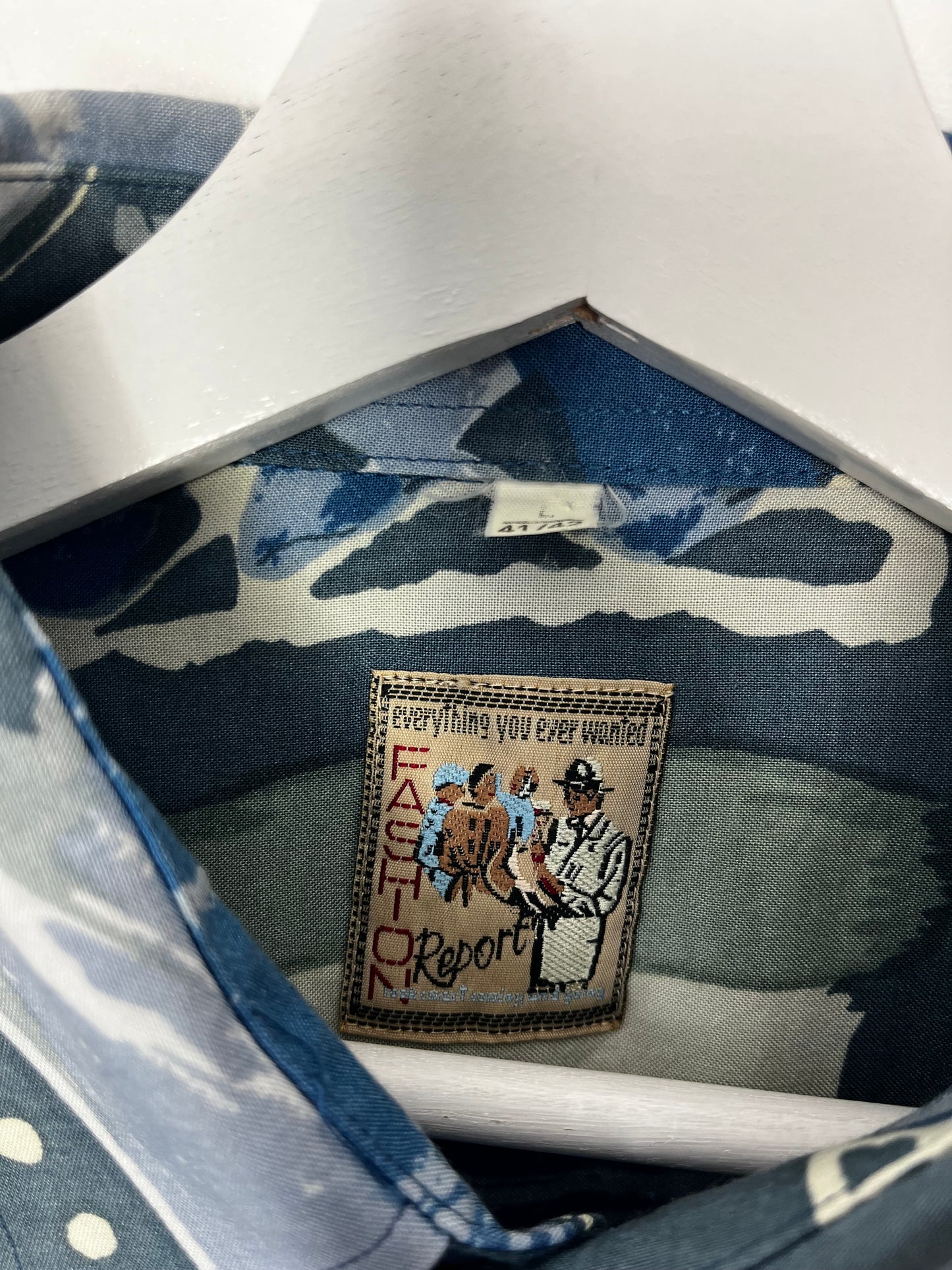 Blue Vintage Patterned 1990s Shirt