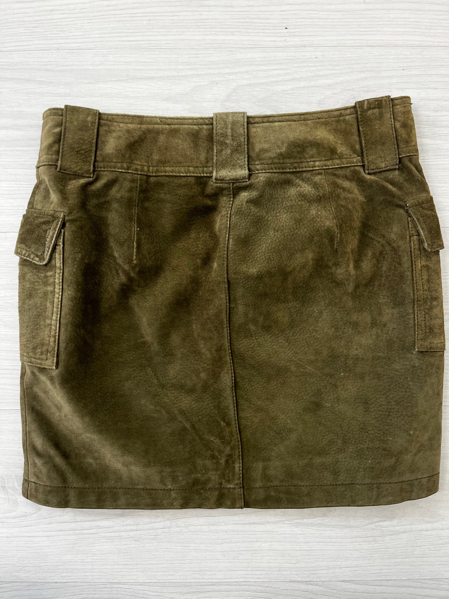 True Vintage Khaki Suede Belted Skirt