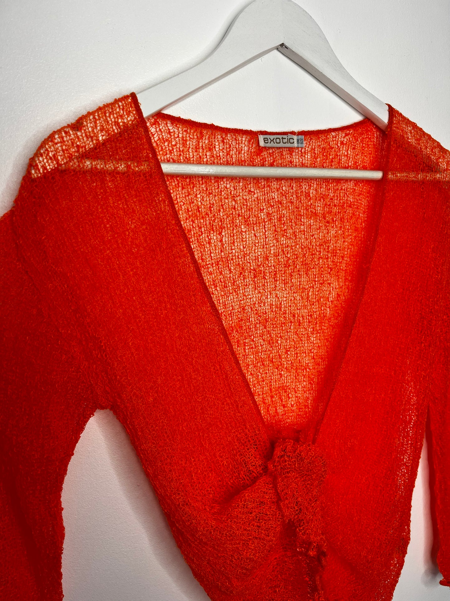 Orange Crochet Tie Vintage Cardigan