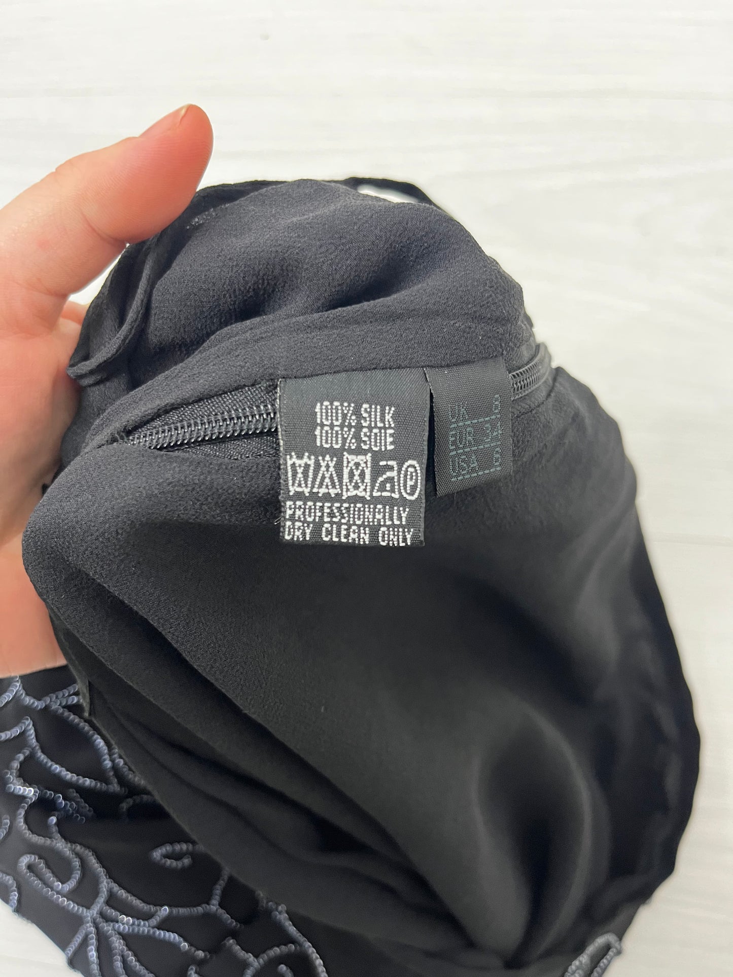 100% Silk Black Beaded Vintage Skirt