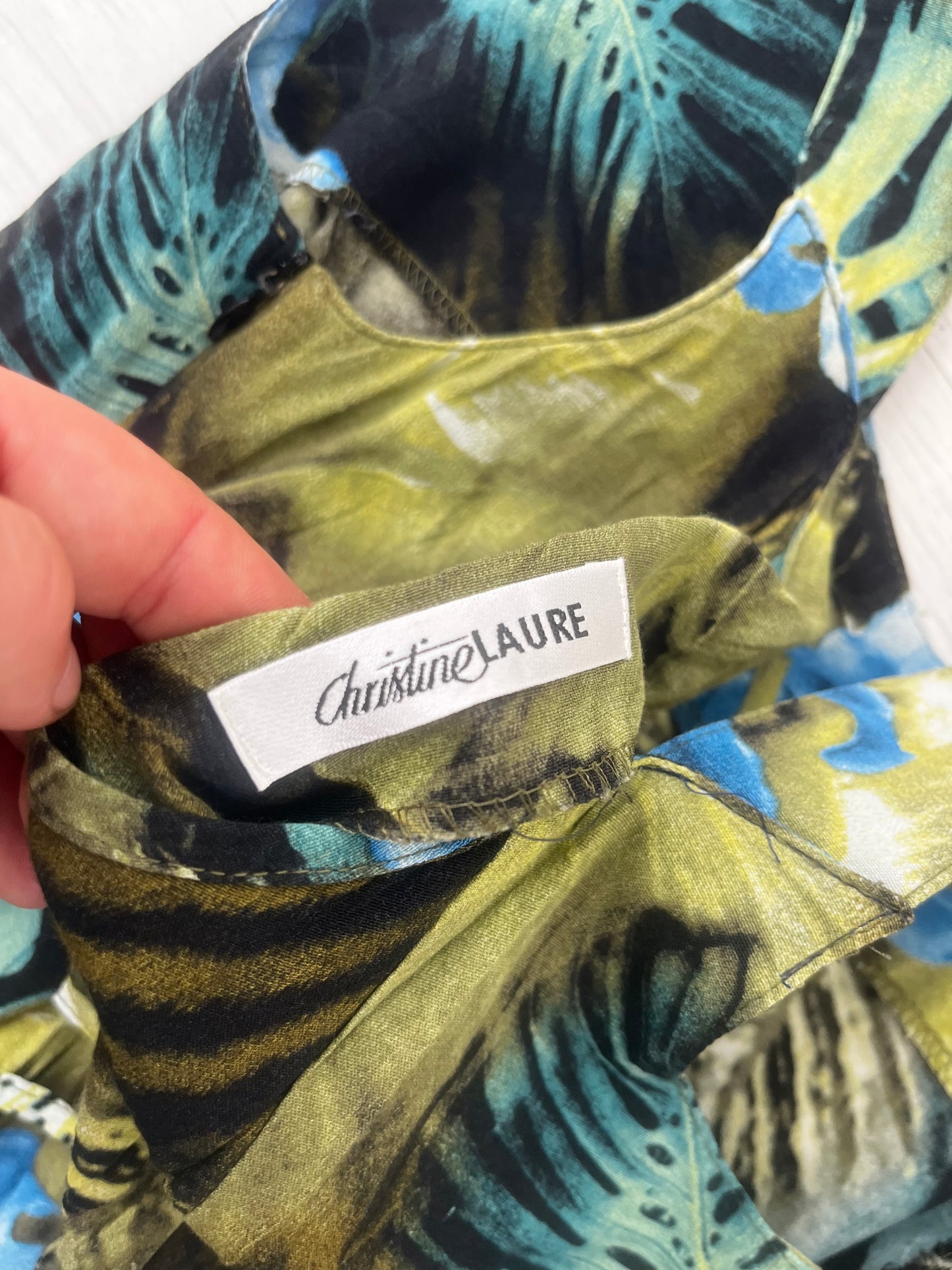 Vintage Christine lure Tie Back Green Blue Dress