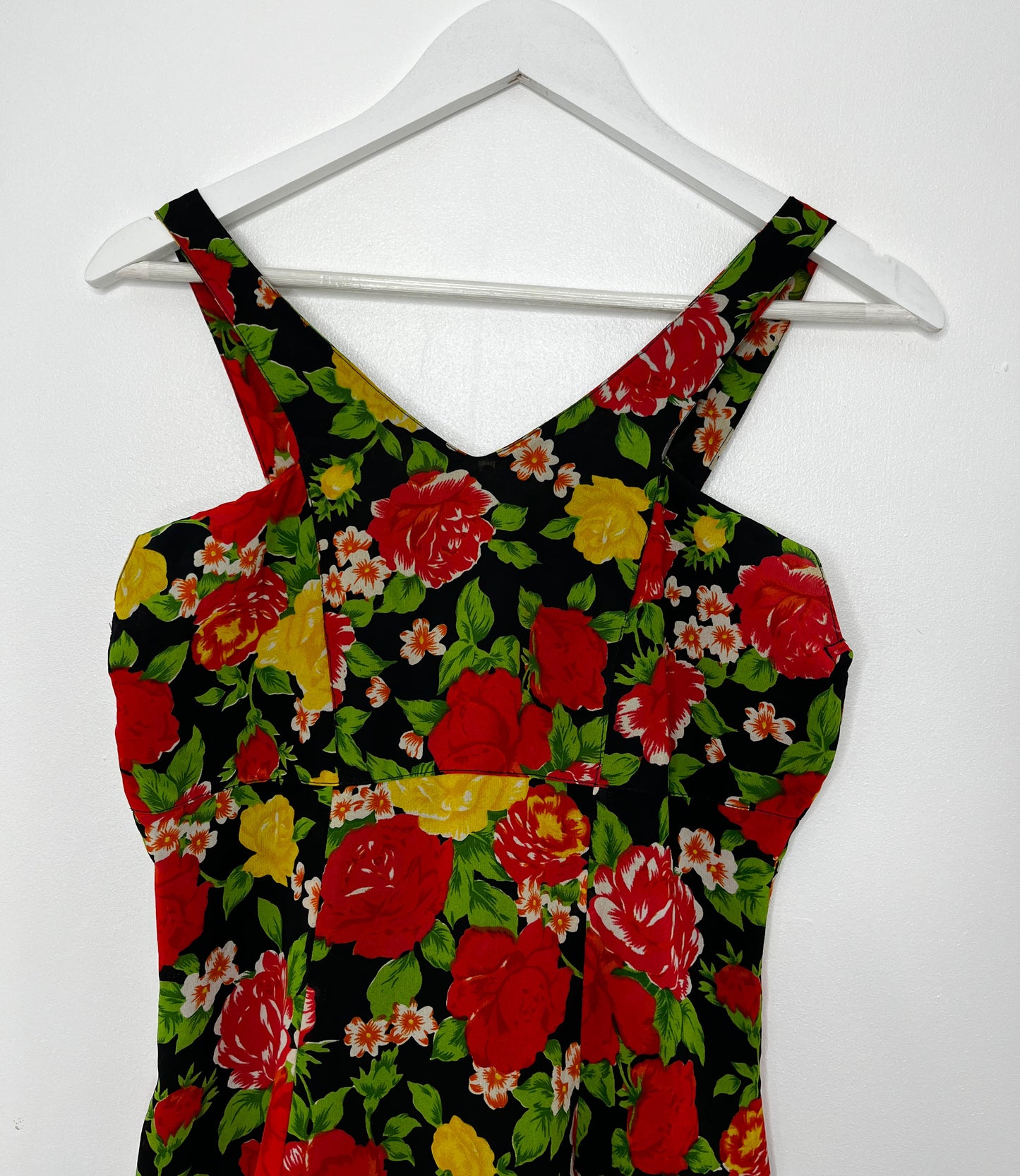 Lace Trim Floral Vibrant Dress
