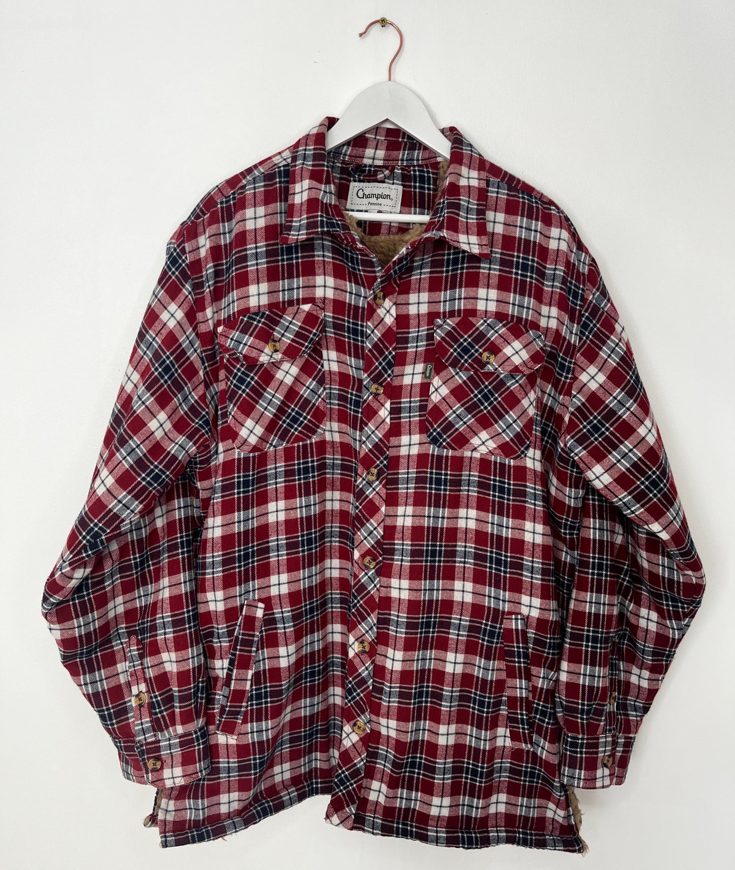 Faux Fur Lining Checked Shacket