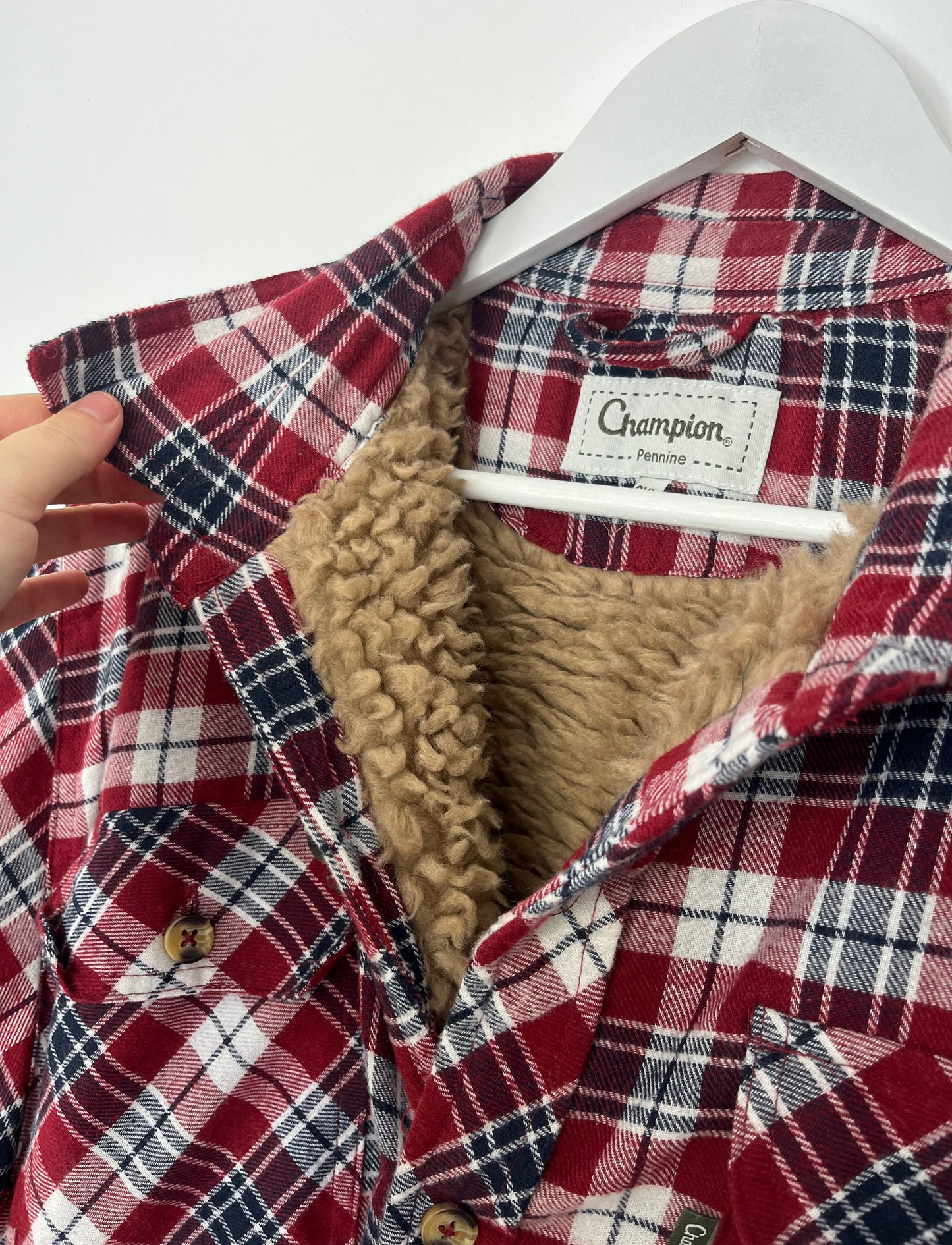 Faux Fur Lining Checked Shacket