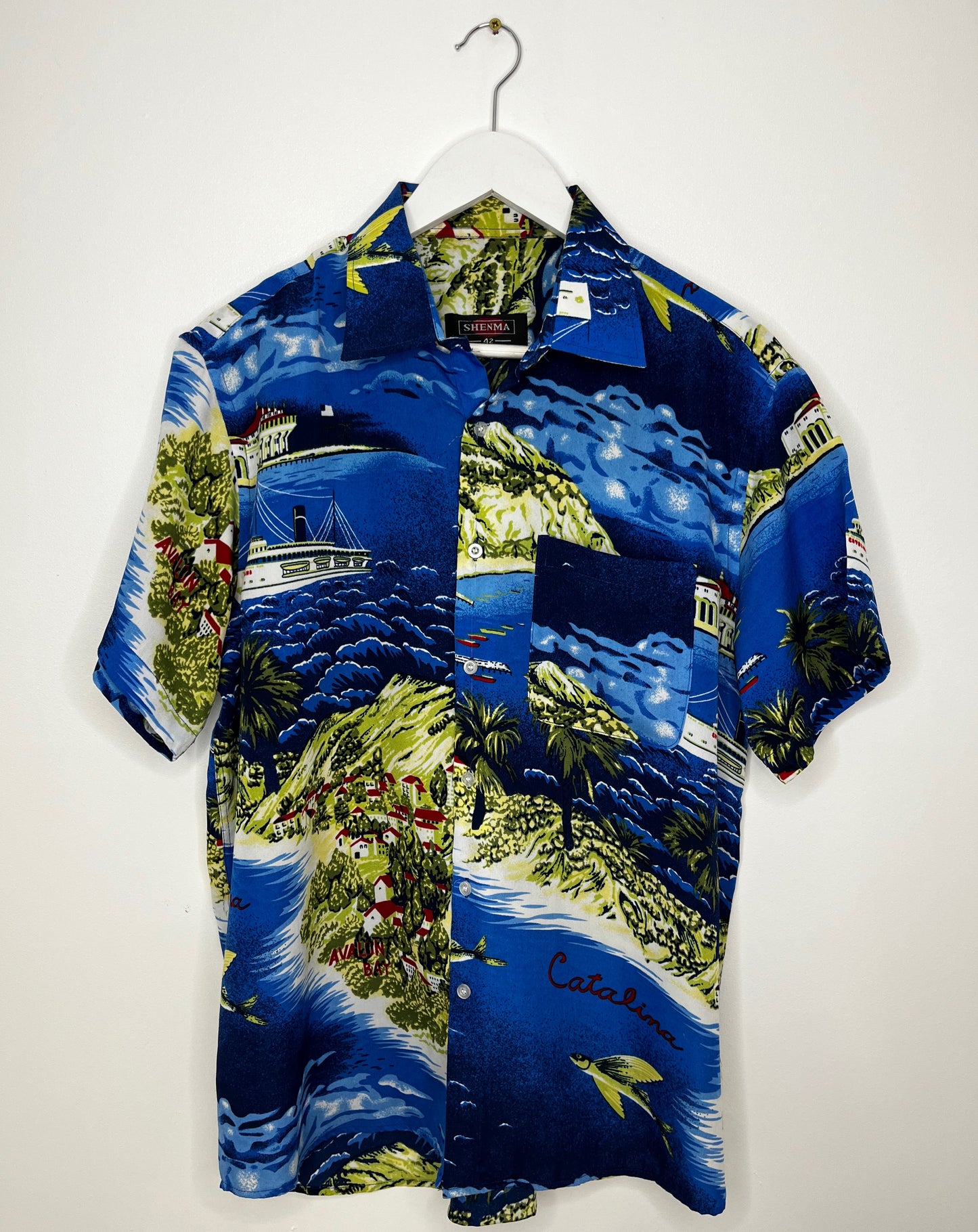 Deep Blue Hawaiian Shirt