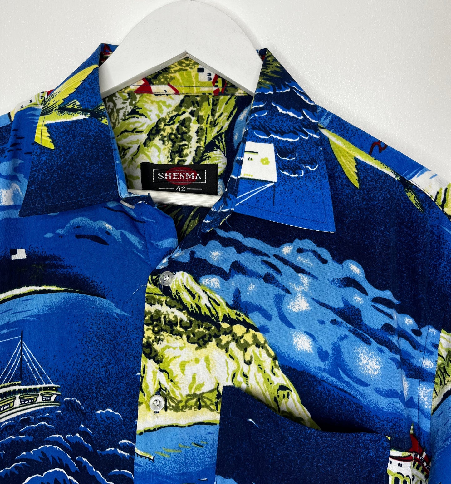 Deep Blue Hawaiian Shirt