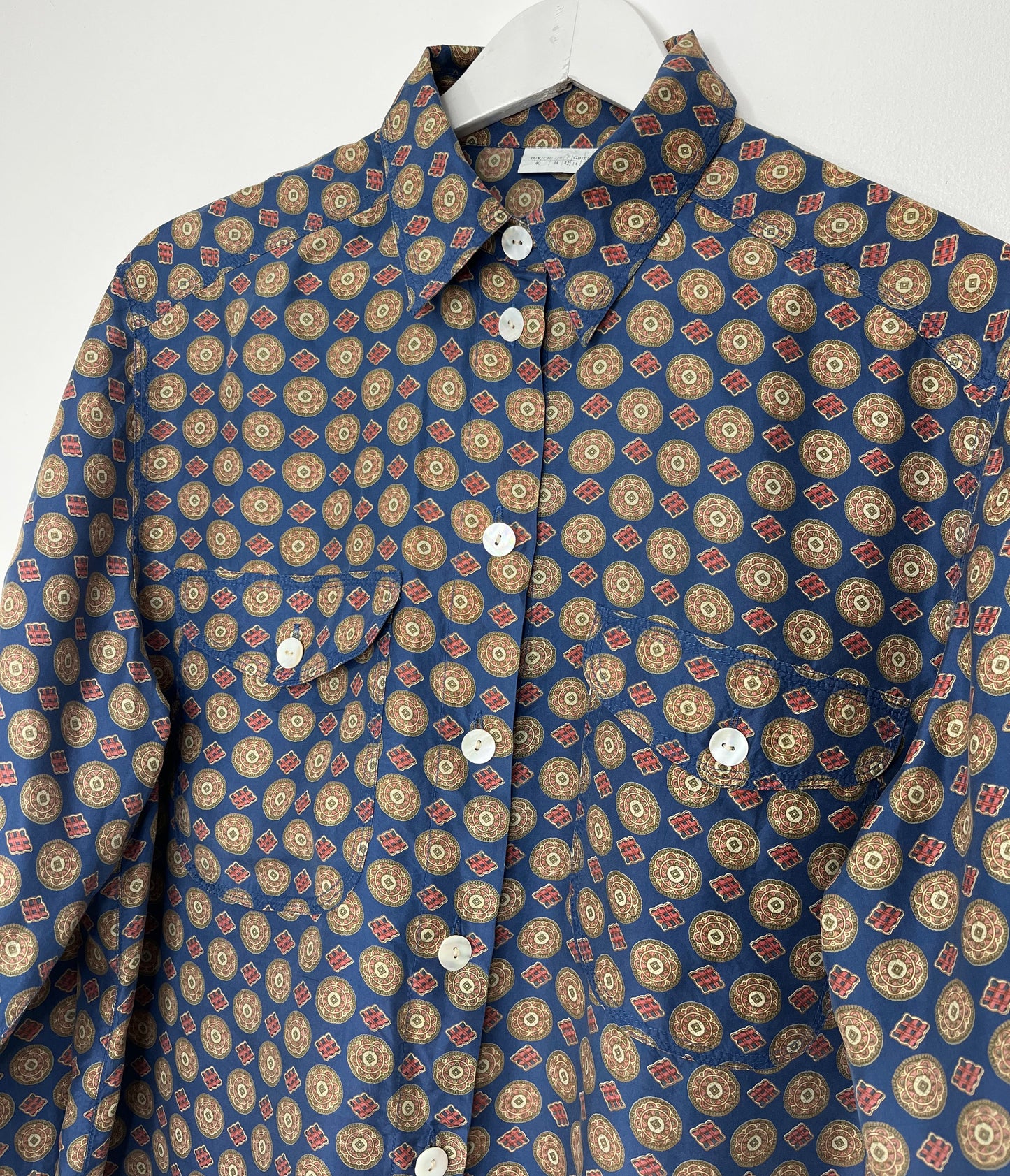 Patterned Silk Blue Shirt