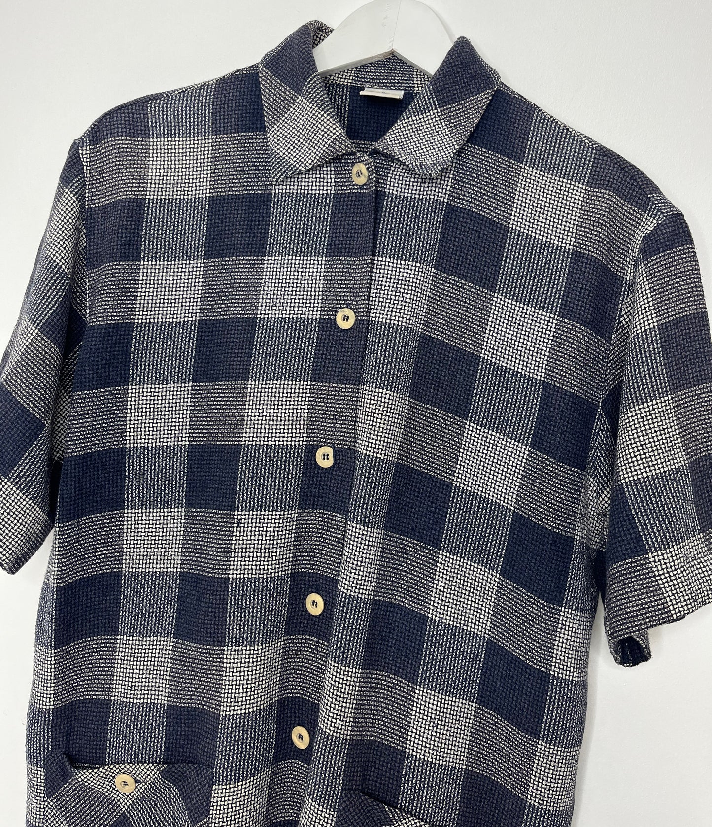 Textured Navy Checked Shirt