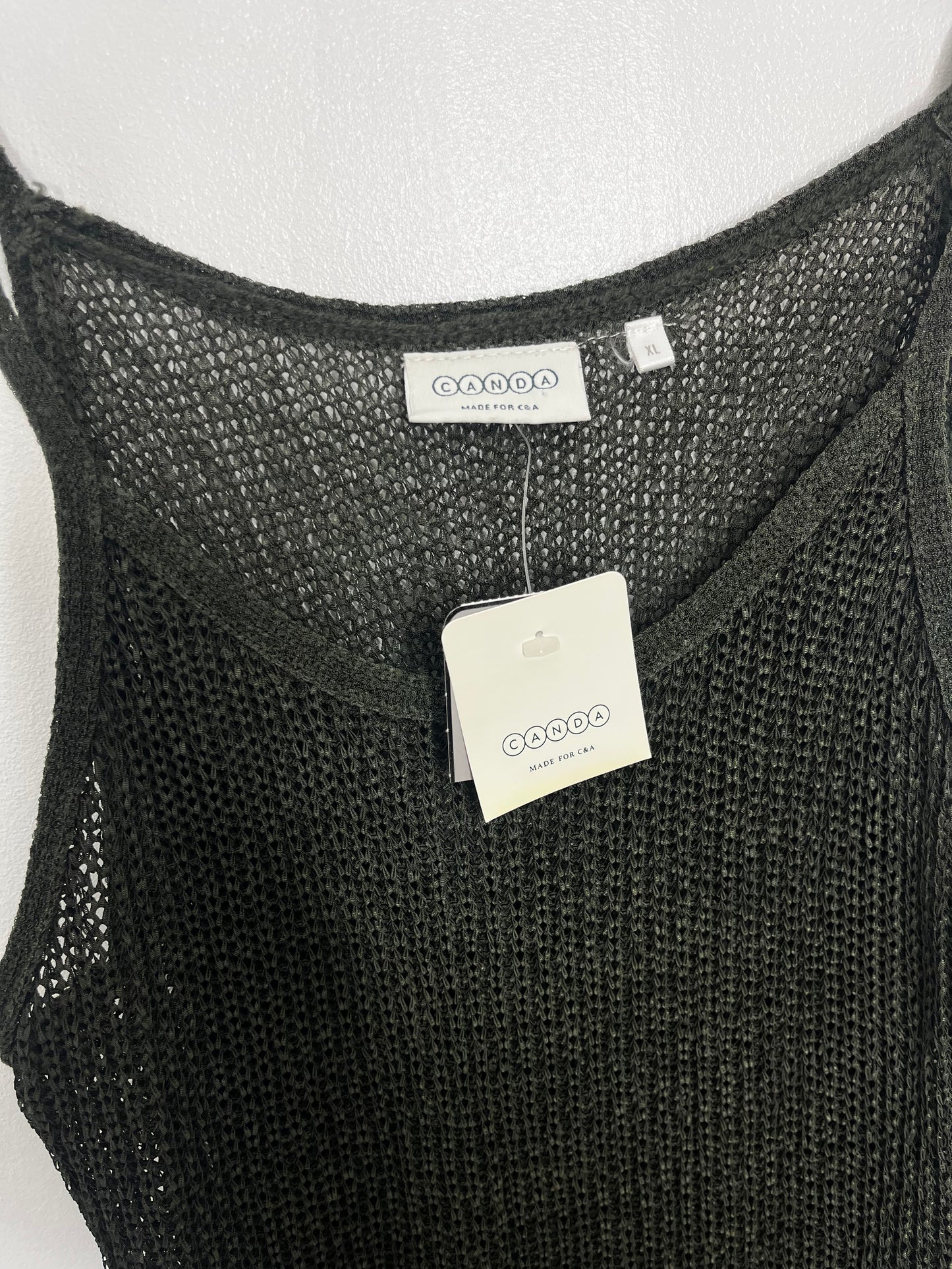 True Vintage Khaki Crochet Strap Dress