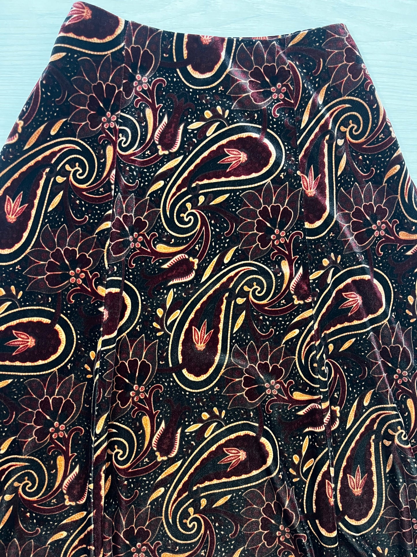 True Vintage Paisley Velvet Skirt