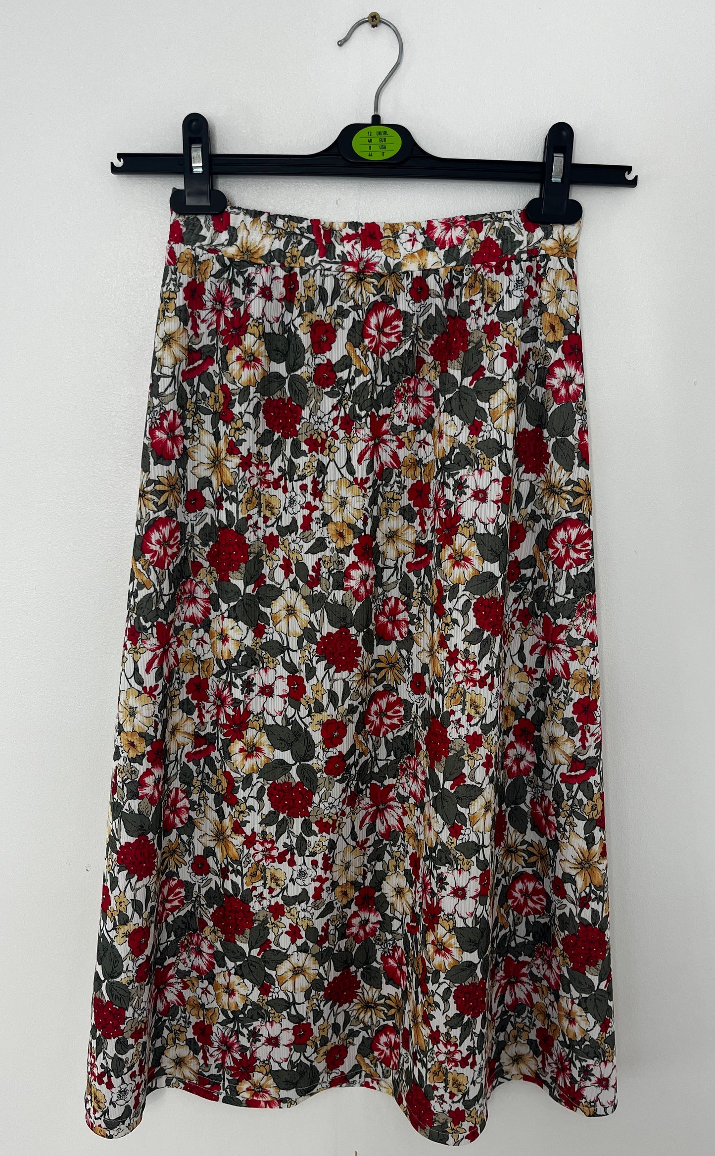 Khaki Red Floral Skirt