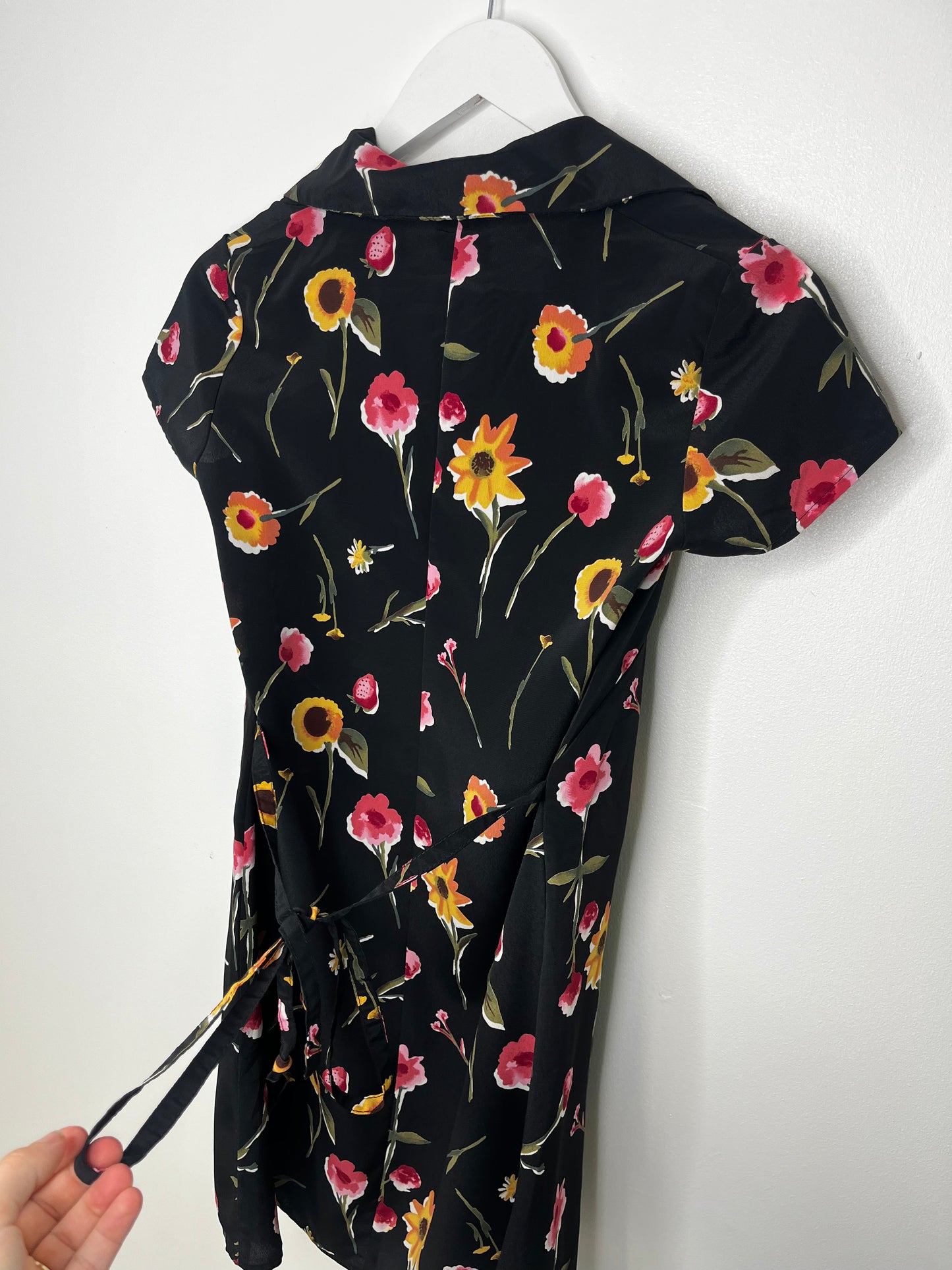 Tie Back Floral Vintage Mini Dress