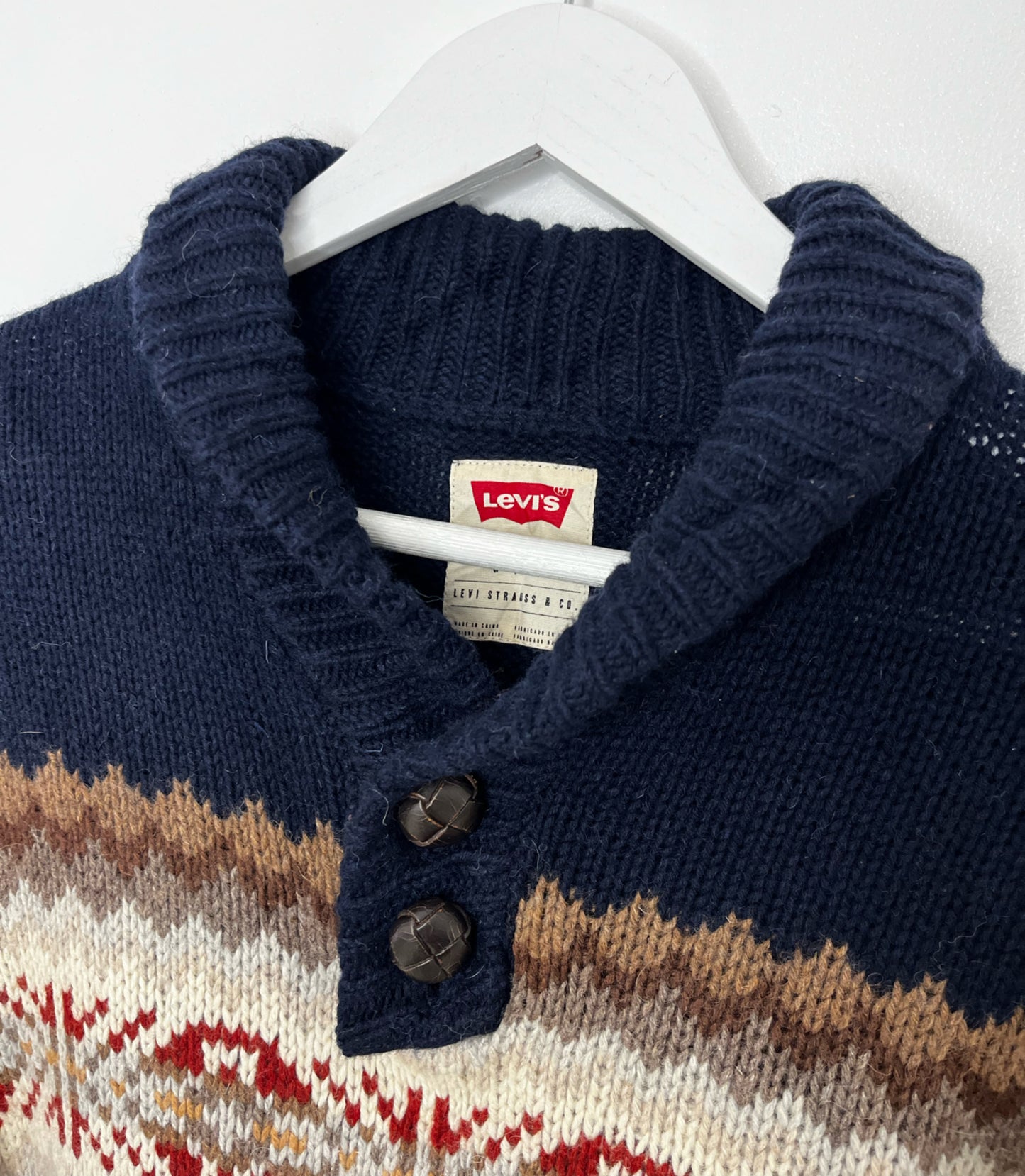Navy Levis Quarter Button Jumper