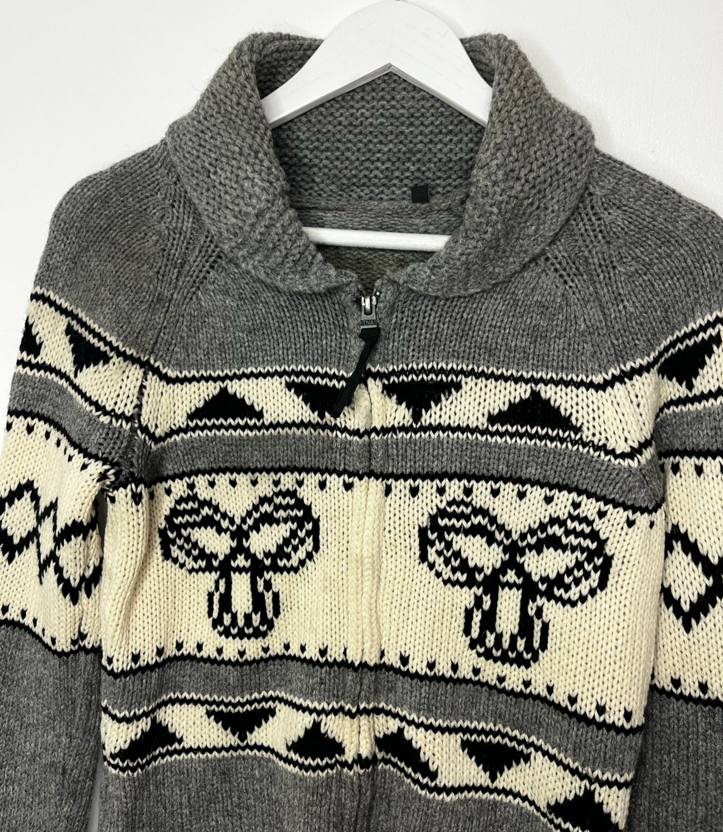 Grey Wool Zip Cardigan