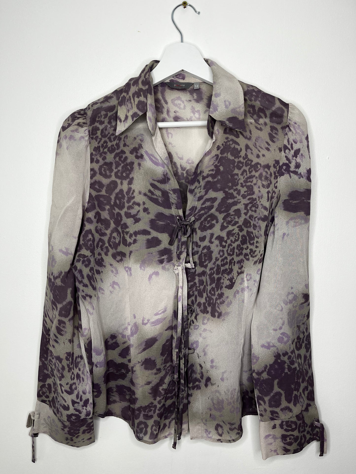 Lilac Tie Middle Animal Print Blouse