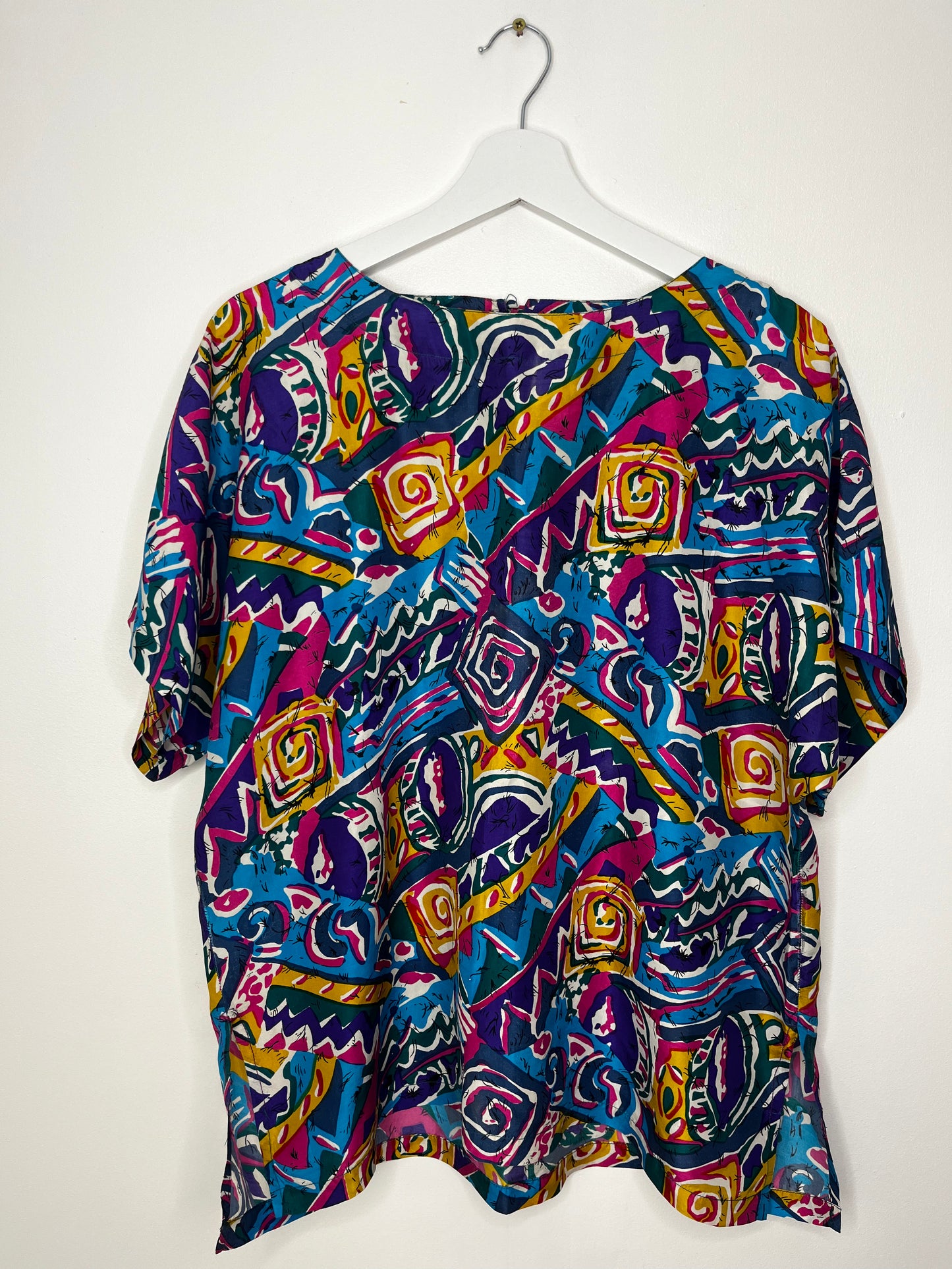 Pure Silk 90s Colourful Top Blouse
