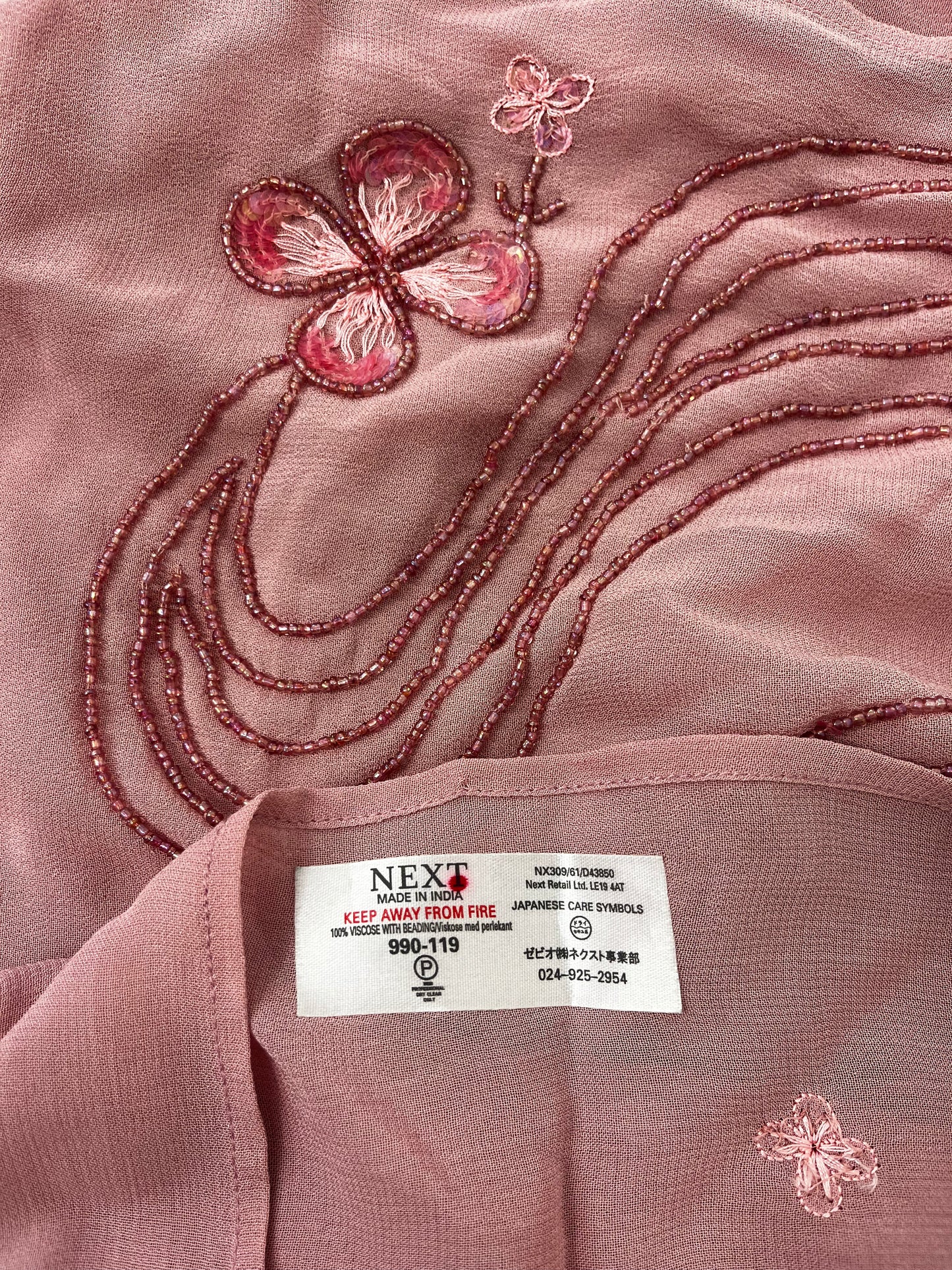 Baby Pink Vintage Embroidered Sarong Skirt
