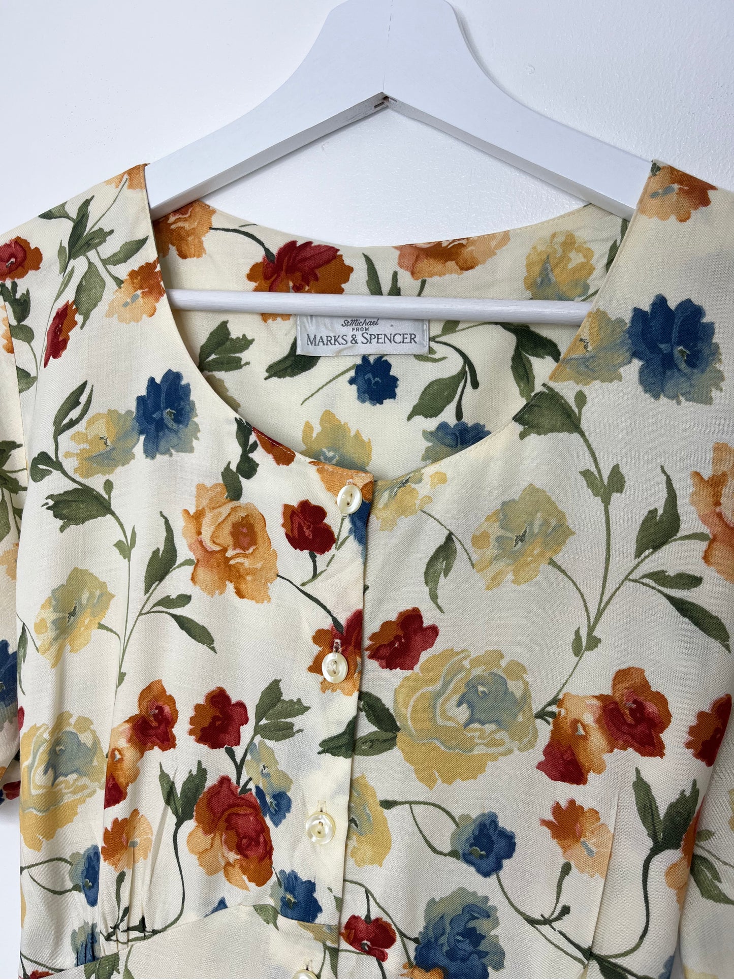 Button Down Tie Back Vintage Floral Dress