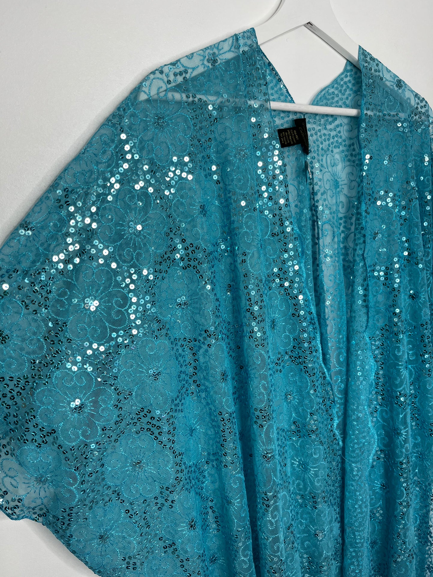 Turquoise Sequin Tassel Shawl