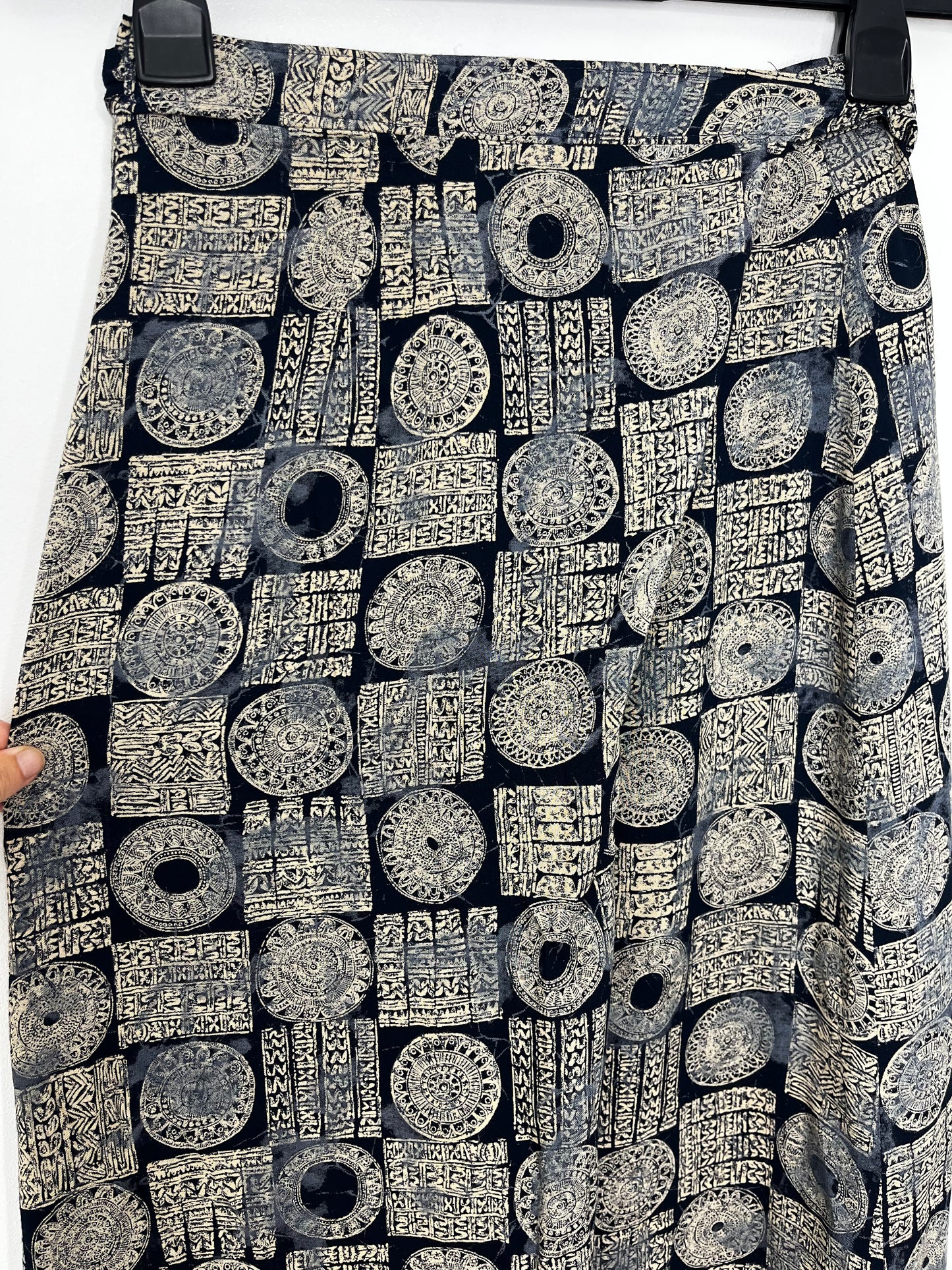 Highwaisted Grey Navy Vintage Wrap Skirt
