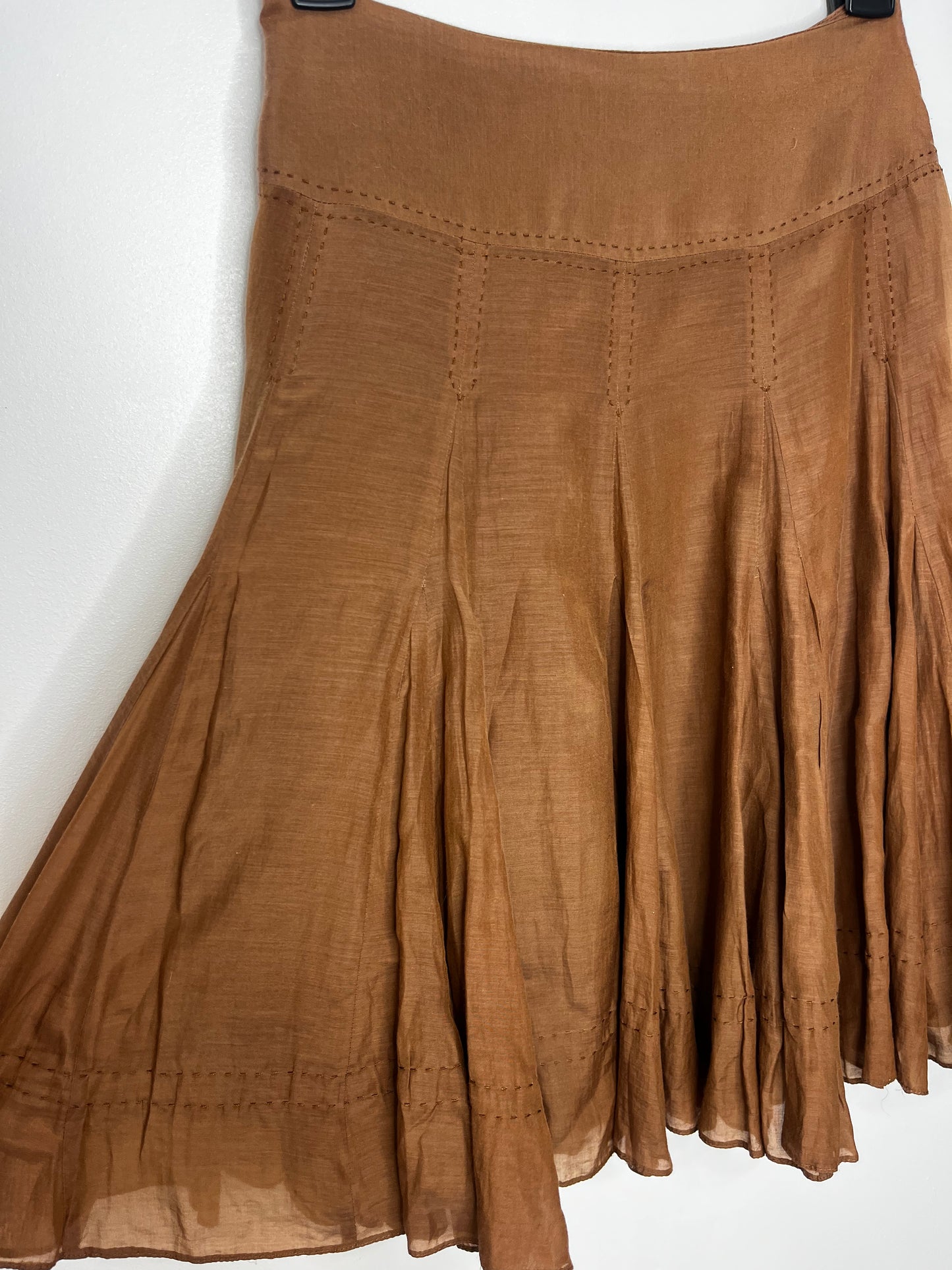 Part Silk Brown Vintage Boho Skirt