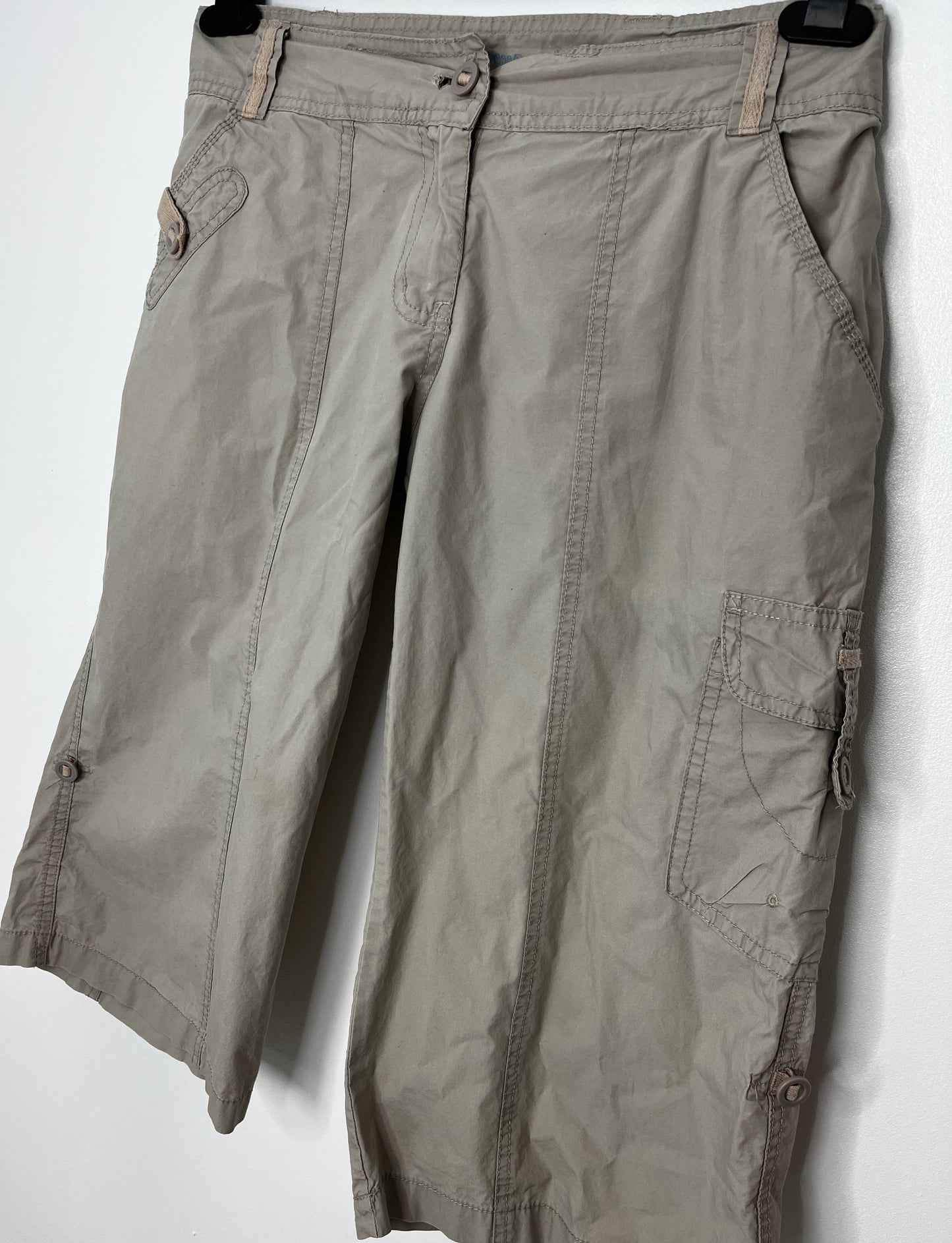 Cut Off Stone Cargo Trousers