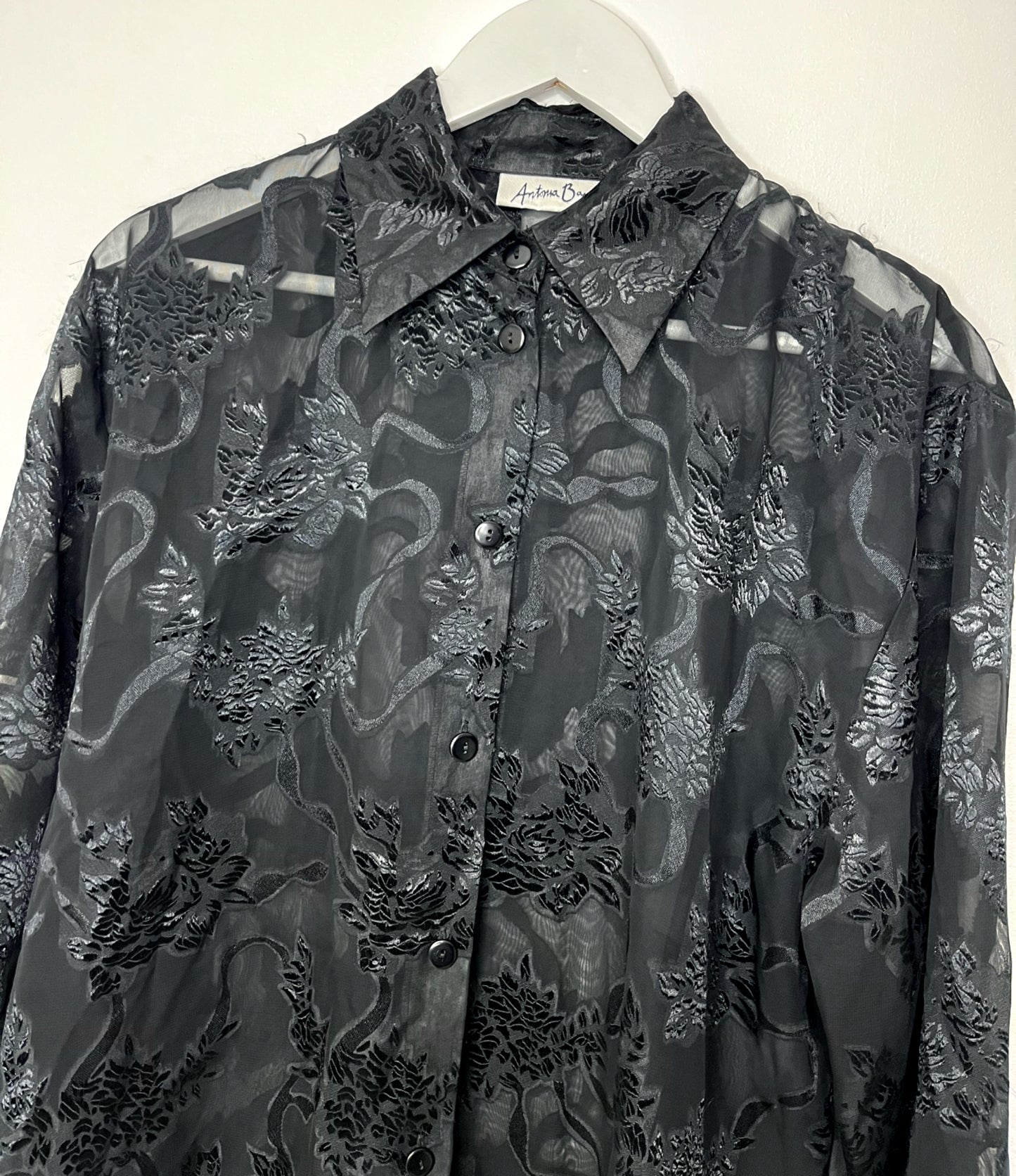 Semi Sheer Black Patterned Shirt
