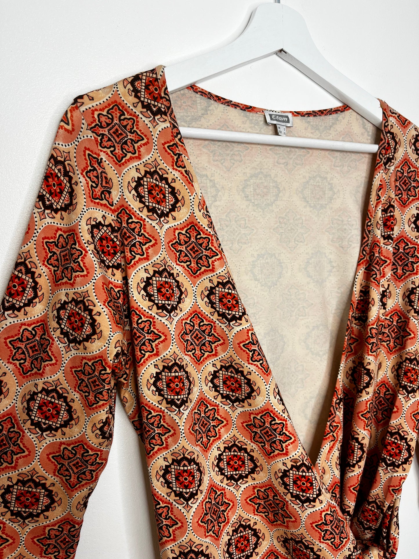 90s Orange Patterned Tie Top