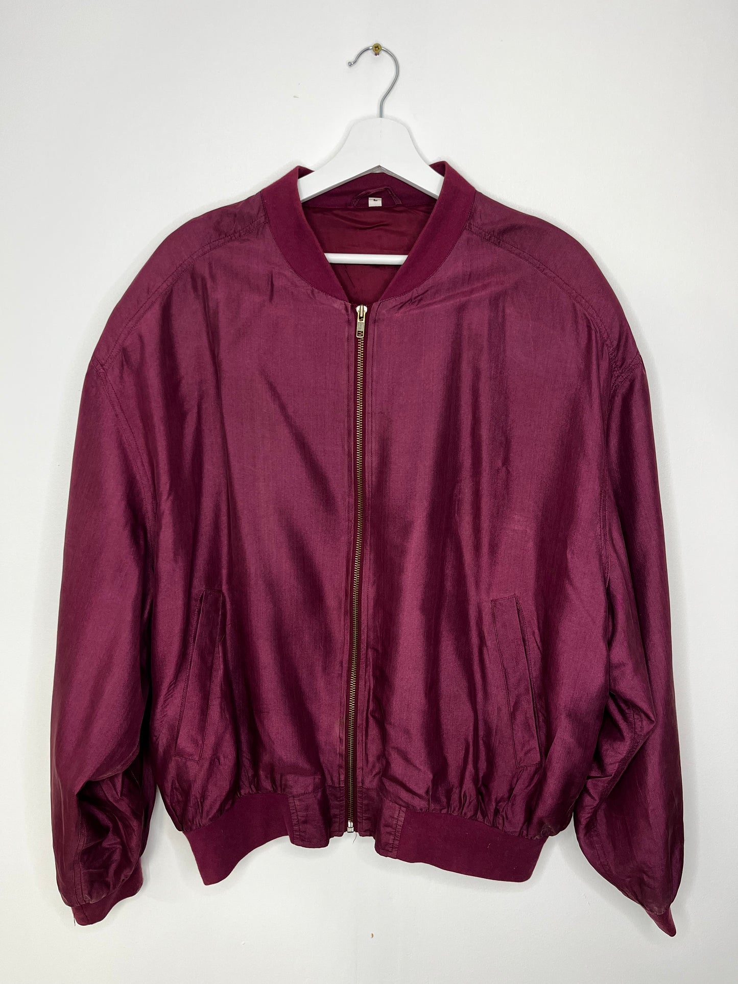 Dark Pink Vintage Silk Bomber Jacket