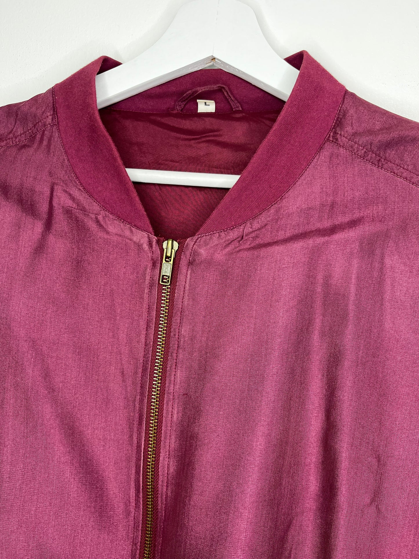 Dark Pink Vintage Silk Bomber Jacket