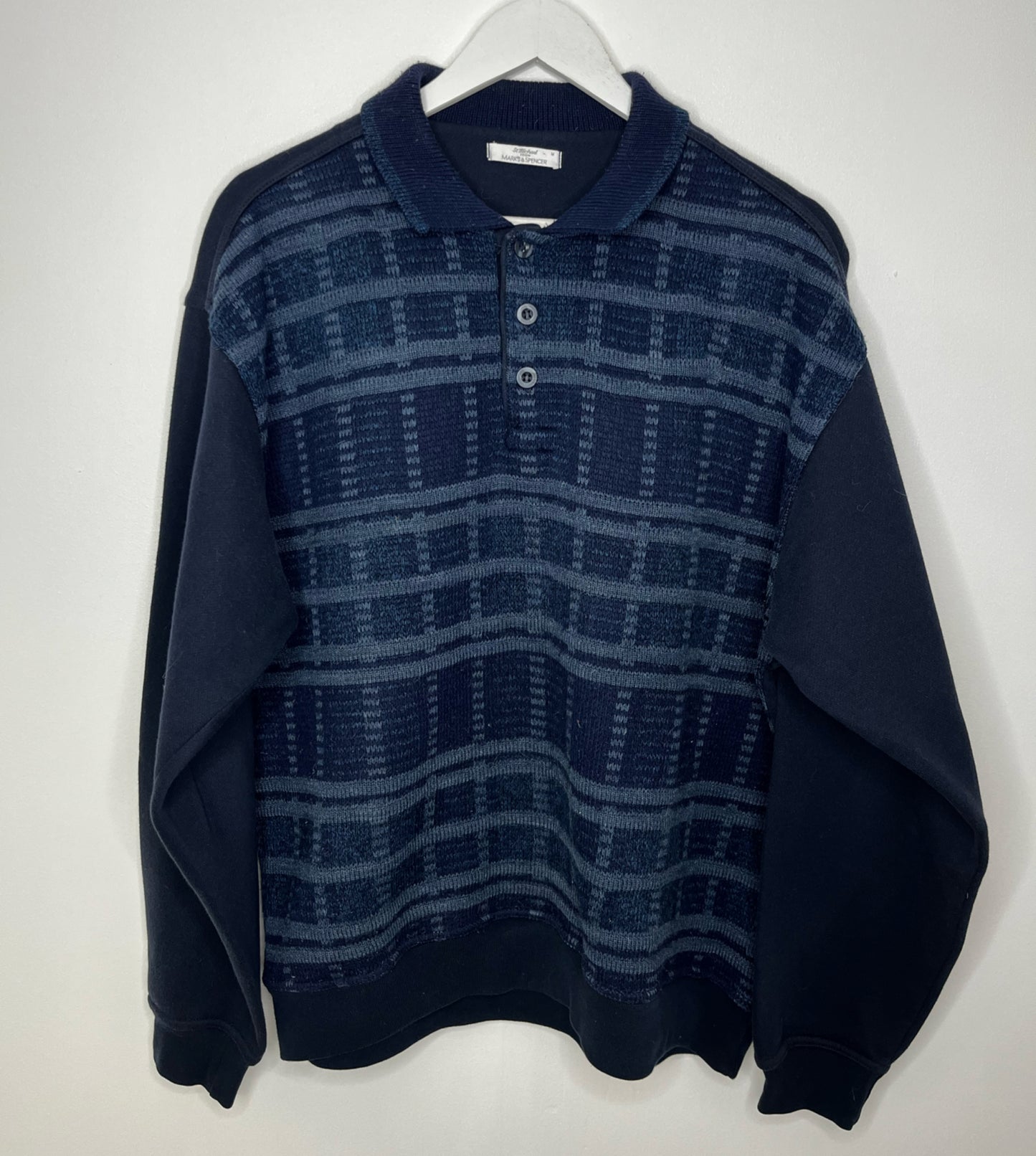 Navy Quarter Button Jumper