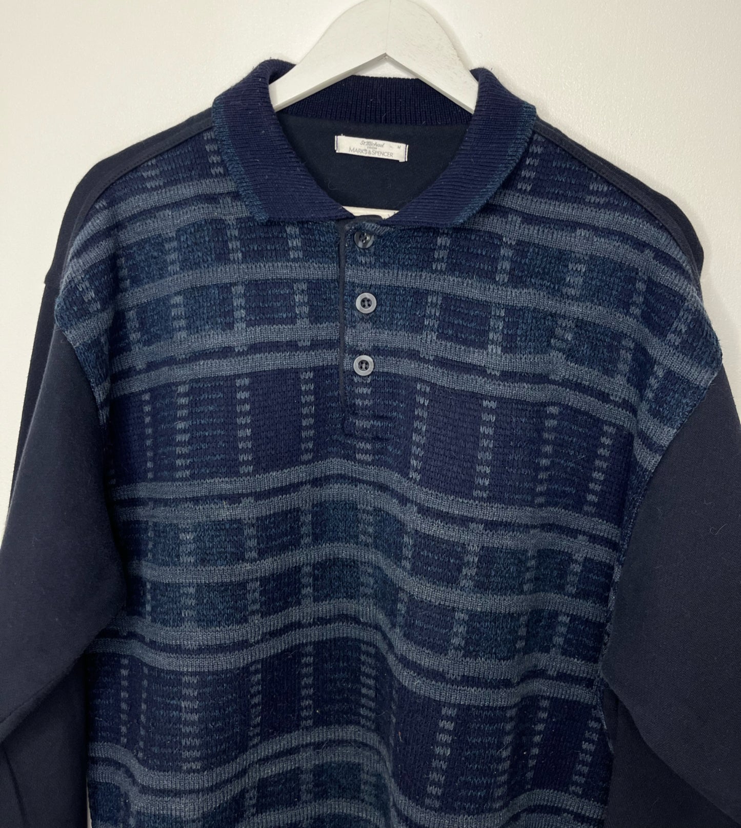 Navy Quarter Button Jumper