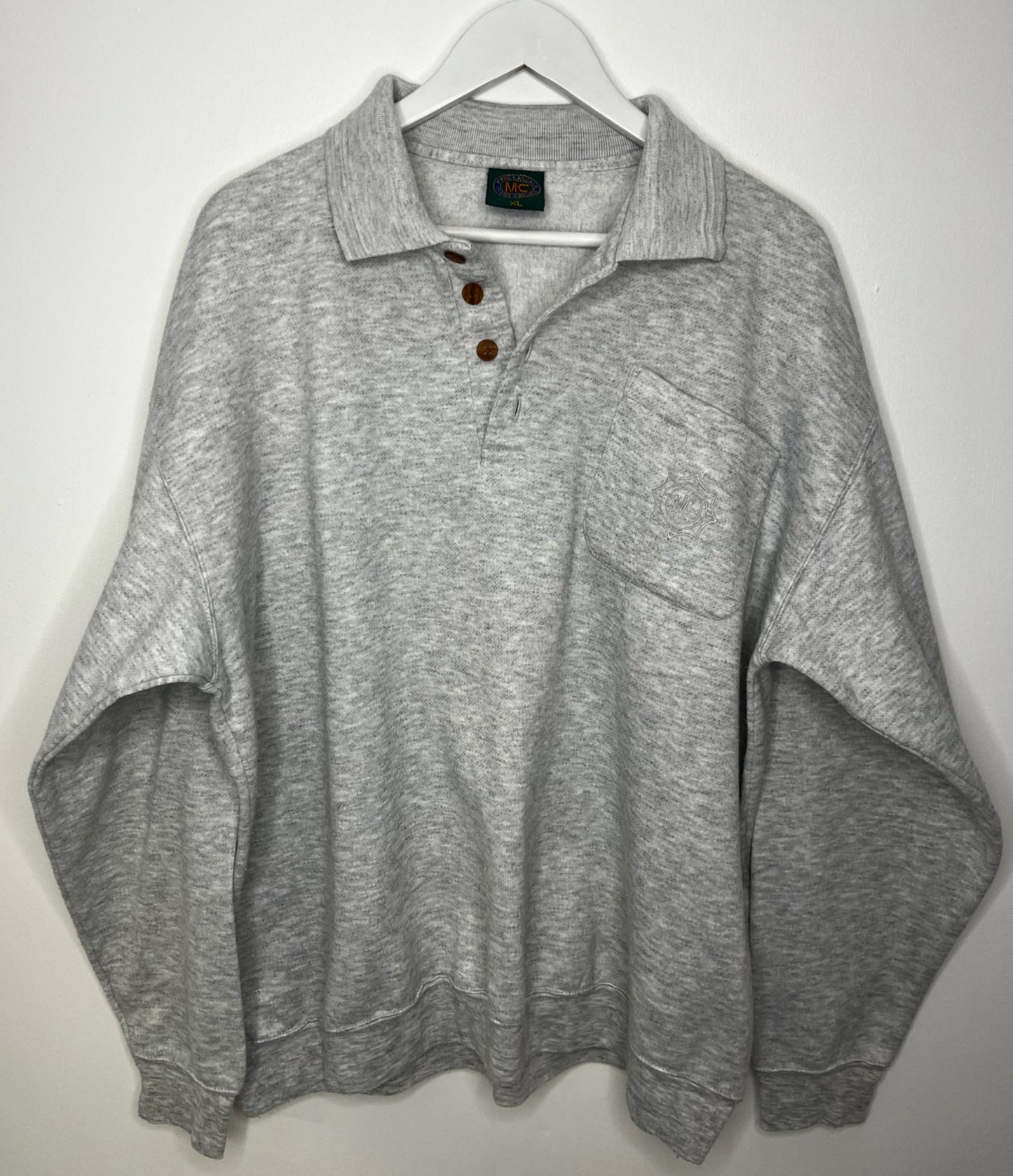 Grey Quarter Button Sweater