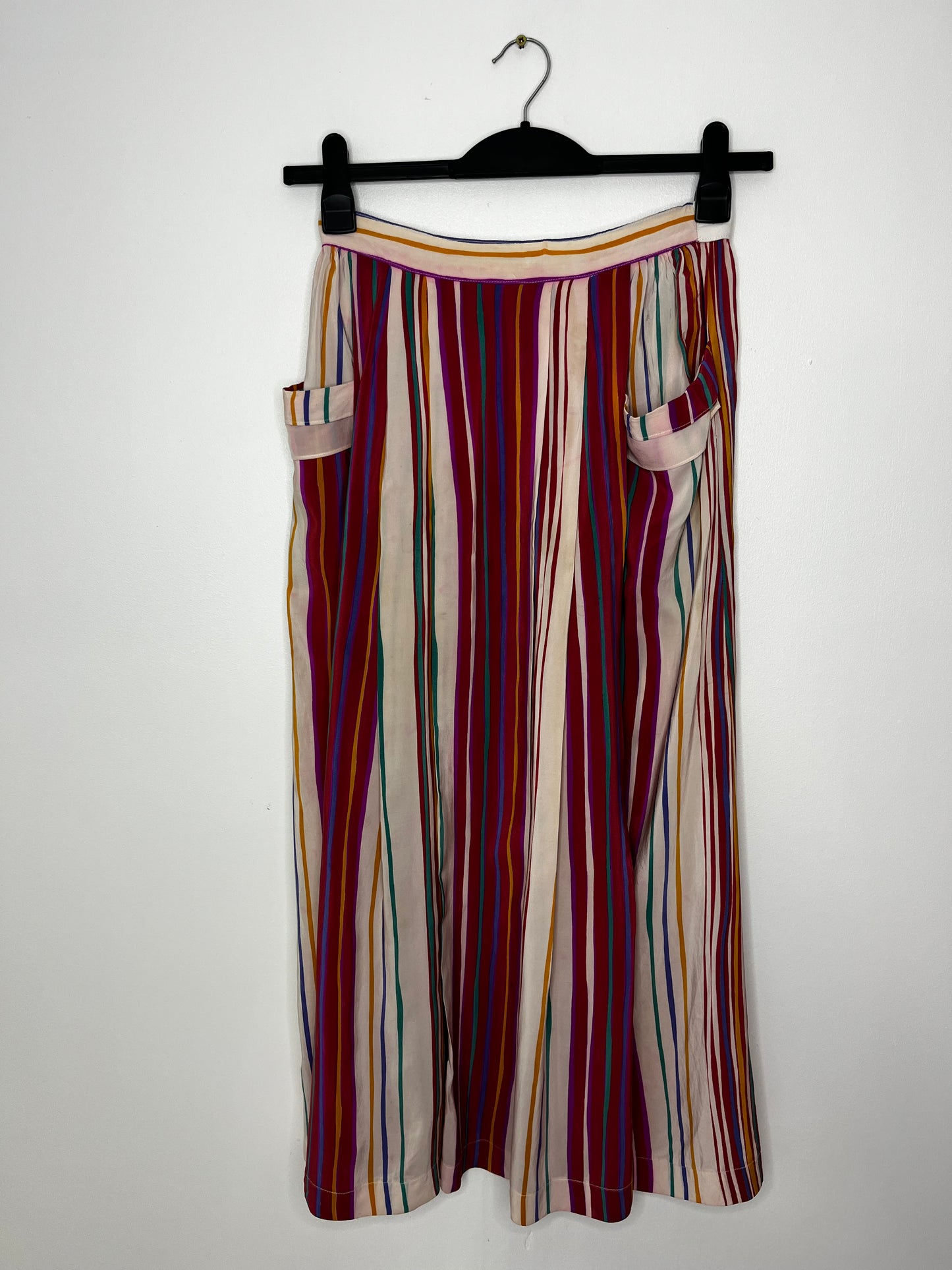Colourful Stripe Silk Vintage Skirt