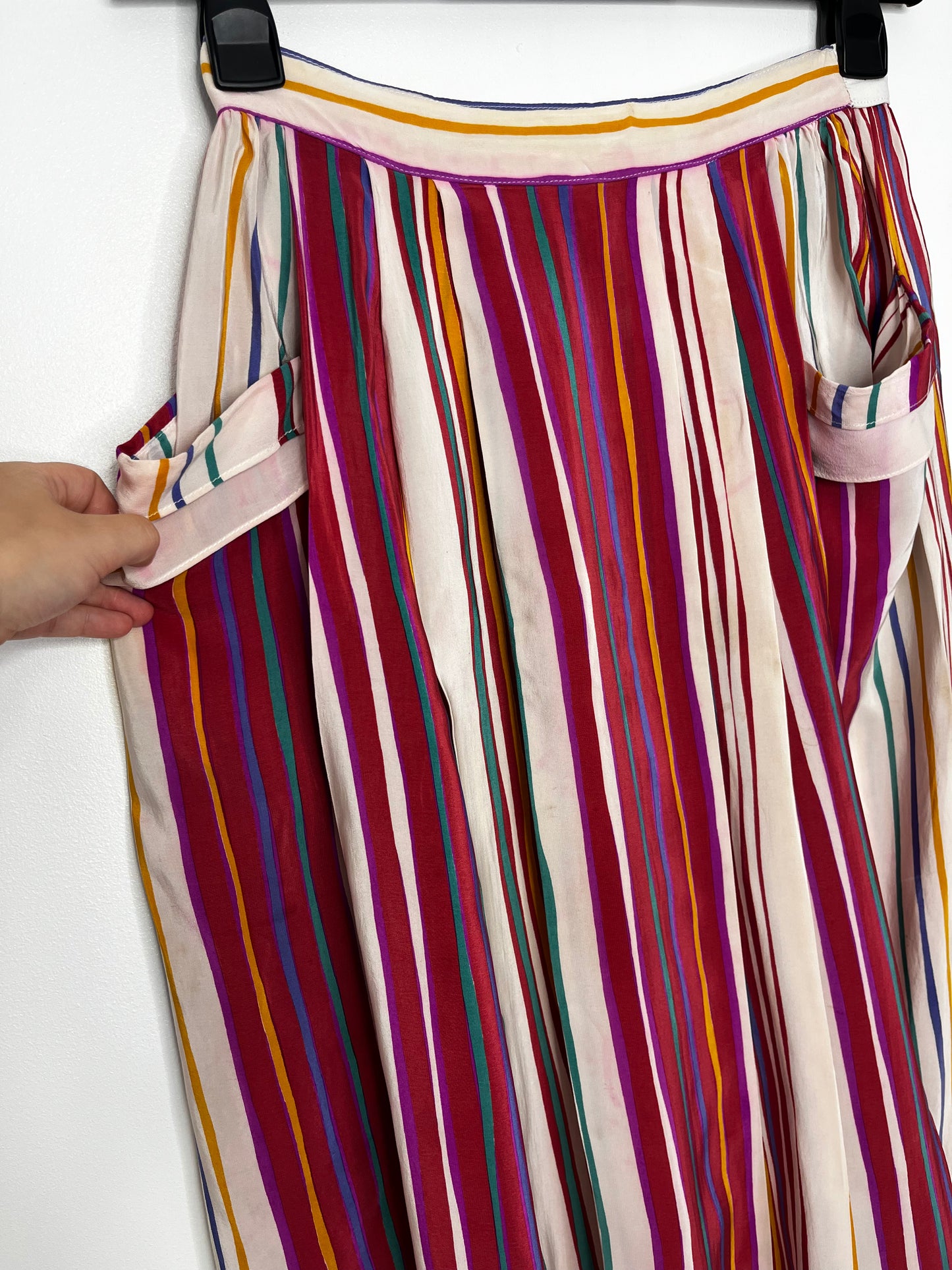 Colourful Stripe Silk Vintage Skirt