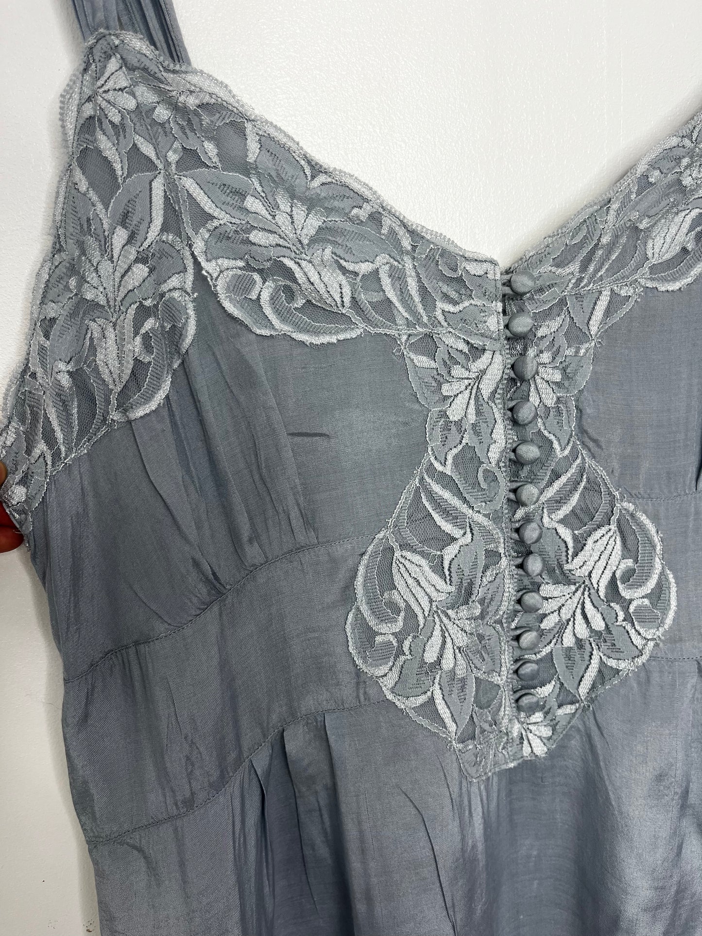 Pale Blue Lace Detailing Elegant Vintage Dress